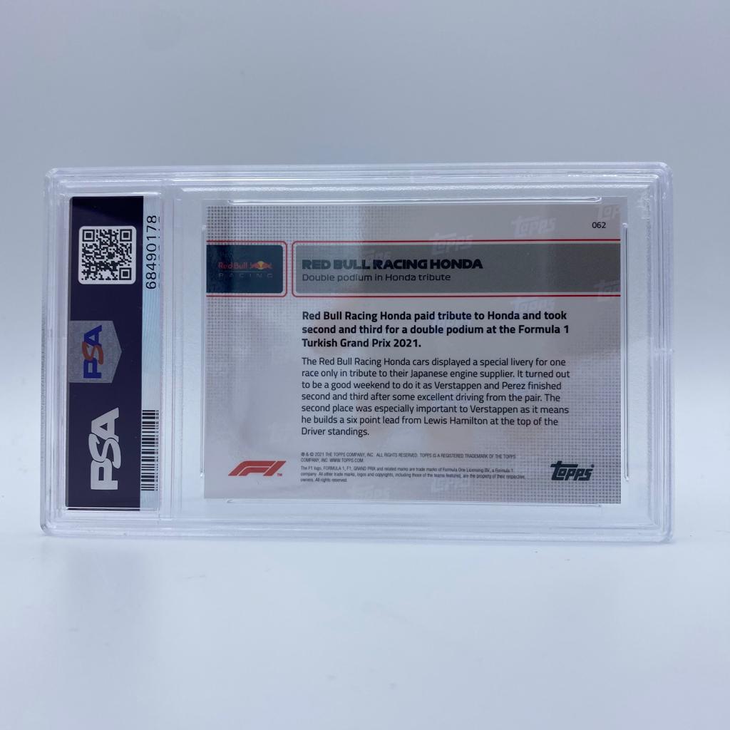 PSA 10 Red Bull Racing Honda #062 Double Podium In Honda Tribute - Limited Edition F1 Collectible Card for Racing Fans & Memorabilia Collectors - Perfect for Display, Trading, and Sports Enthusiast Gifts