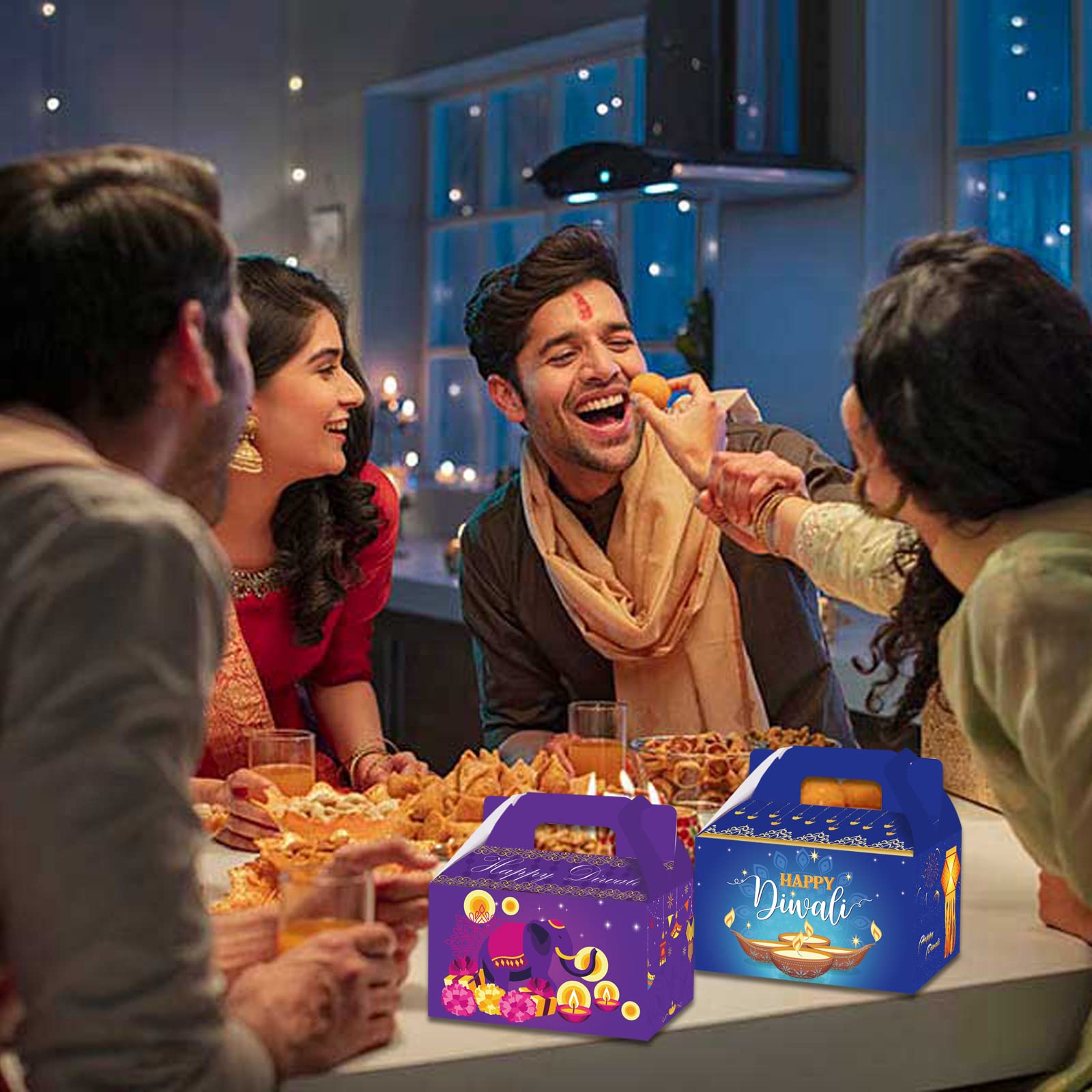 14 Pack Diwali Party Gift Box Set - Decorative Gift Bags for Snacks, Candy & Kids Party Supplies | Perfect for Diwali Celebrations, Festive Gatherings & Children's Events