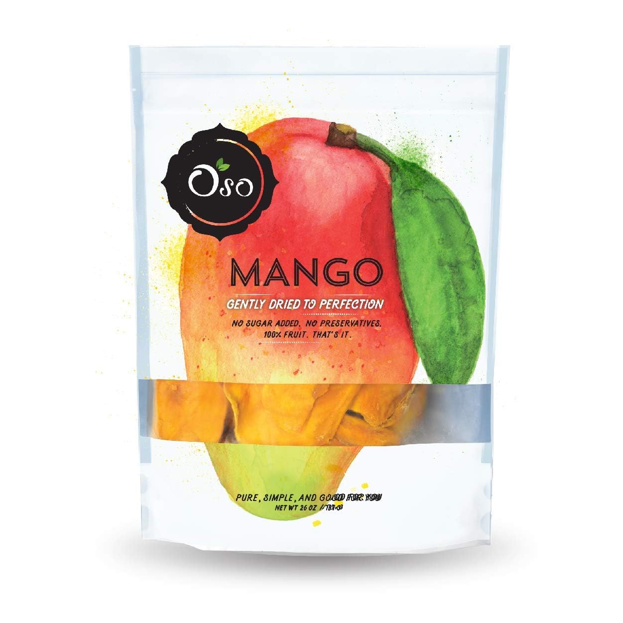 Premium Dried Mango Slices by Oso Snacks - No Sugar Added, No Preservatives, Large 26oz Bag - Healthy Snack for Work, Travel & Kids Lunch Boxes