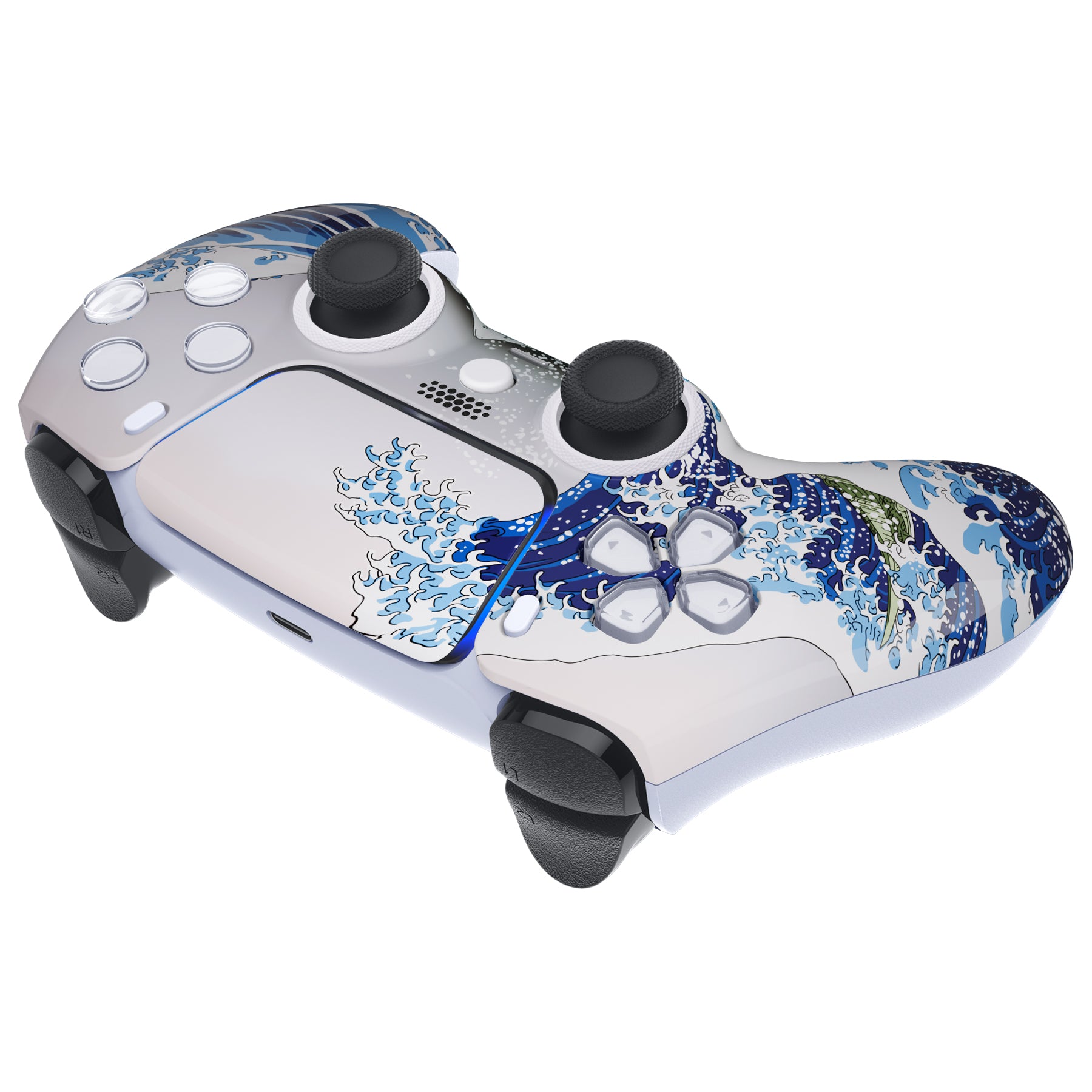 eXtremeRate LUNA Redesigned Front Shell with Touchpad for PS5 Controller BDM-010/020/030/040/050 - The Great Wave Design - GHPFT004 - Perfect for Gaming Enthusiasts & Custom Controller Builders