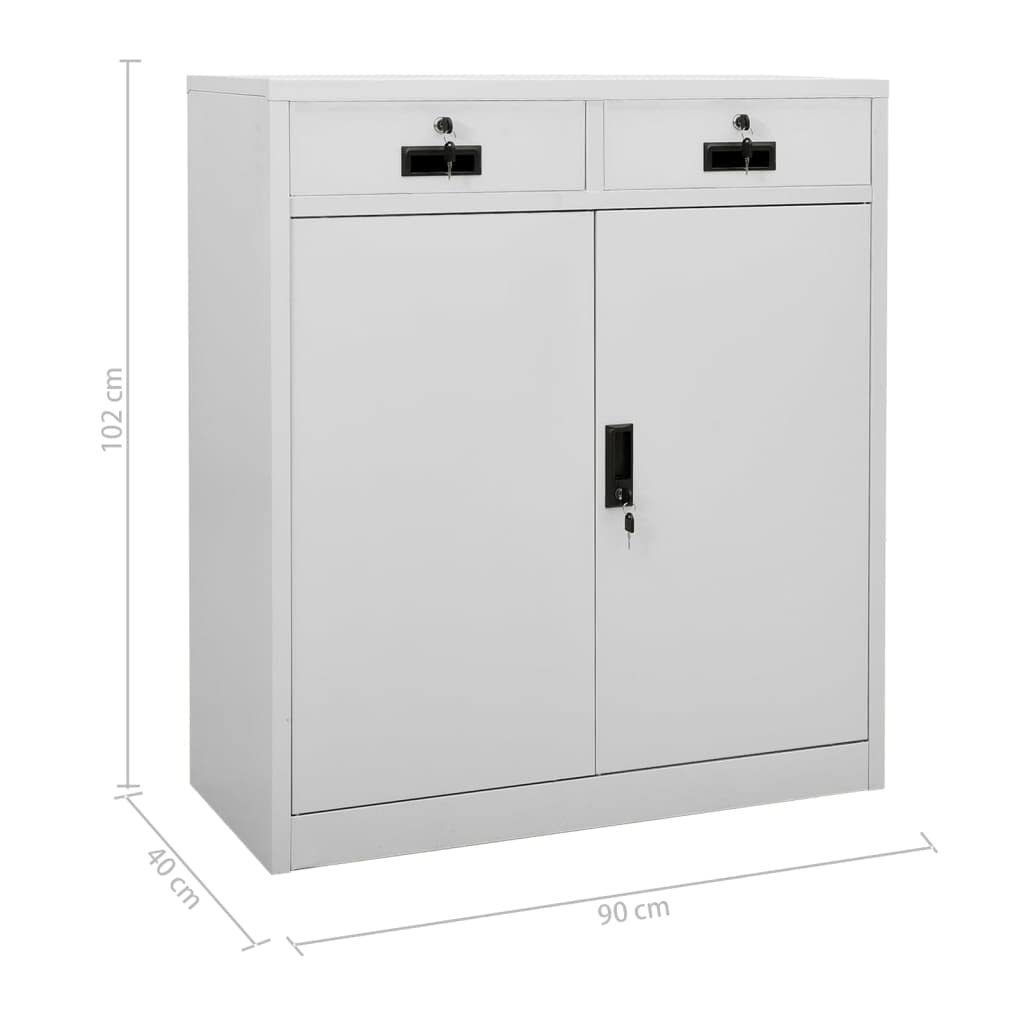 Industrial Steel Office Cabinet with Lockable Drawers & Adjustable Shelves - Light Gray Storage Cabinet 35.4