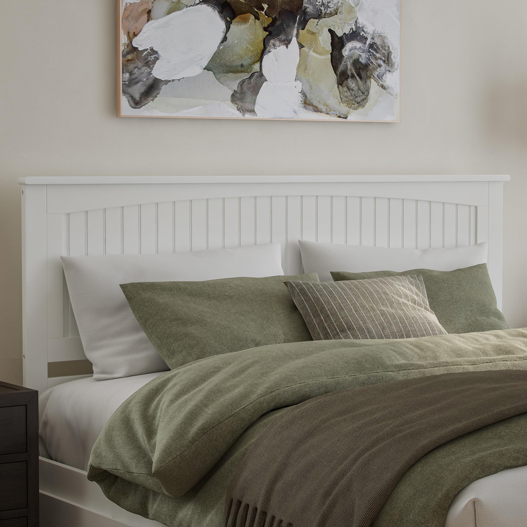 Atlantic Furniture AR282852 Nantucket King Size Headboard in White - Coastal Bedroom Decor for Master & Guest Rooms