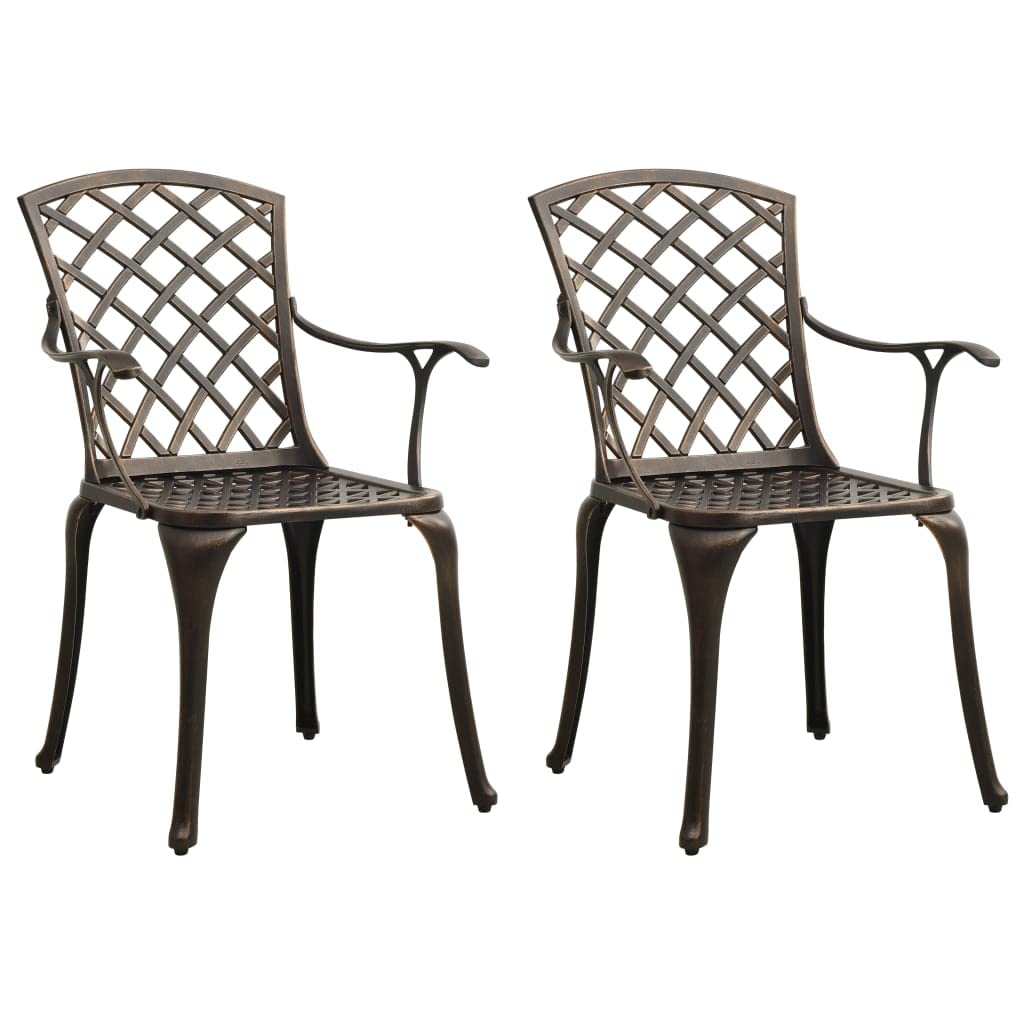 2-Piece Cast Aluminum Patio Chairs Set - Bronze Outdoor Furniture for Garden, Deck, Balcony & Poolside - Weather-Resistant Seating for Relaxing & Entertaining