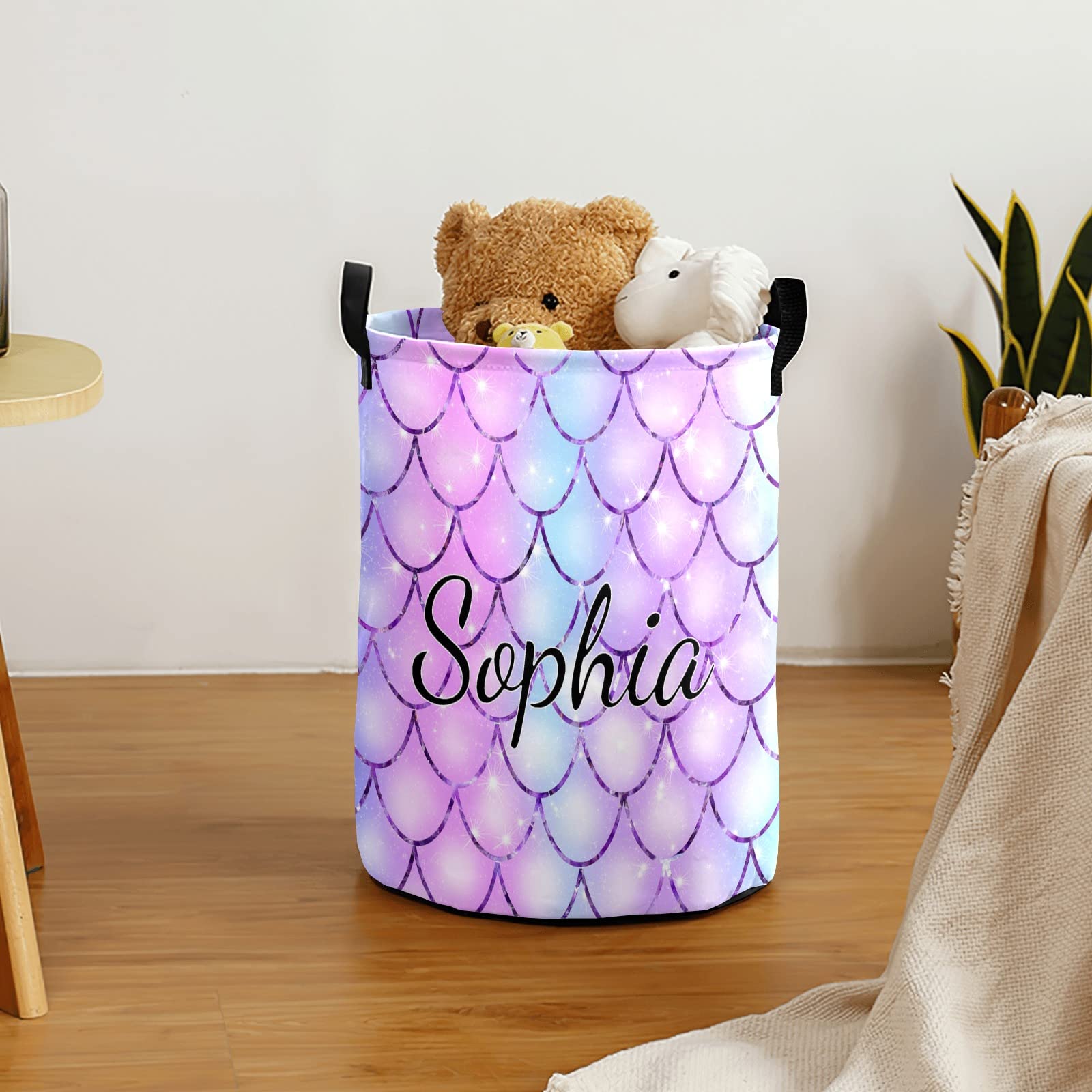 Personalized Baby Laundry Basket for Boys & Girls - Custom Collapsible Laundry Hamper with Handle - Nursery, Bathroom & Bedroom Storage Organizer - Perfect for Baby Clothes, Toys & Home Decor (Scale Design)