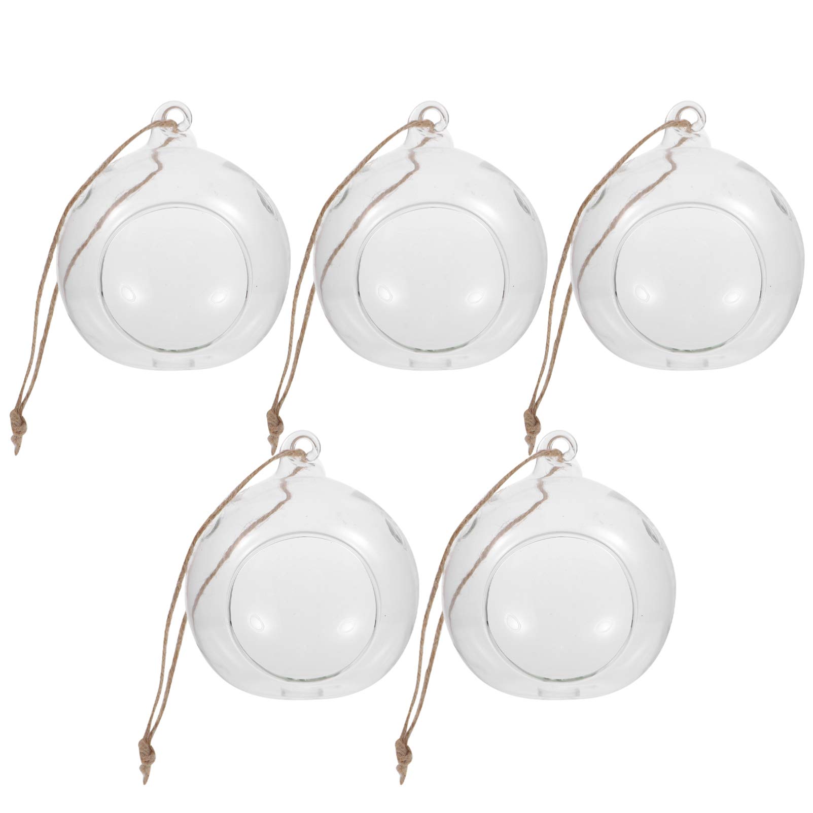 VORCOOL 5-Piece Glass Hanging Terrarium Set - Hanging Glass Flower Vase, Tea Light Holder, and Sphere Ball for Plants & Candles - Perfect for Home Decor, Weddings, and Indoor Gardens