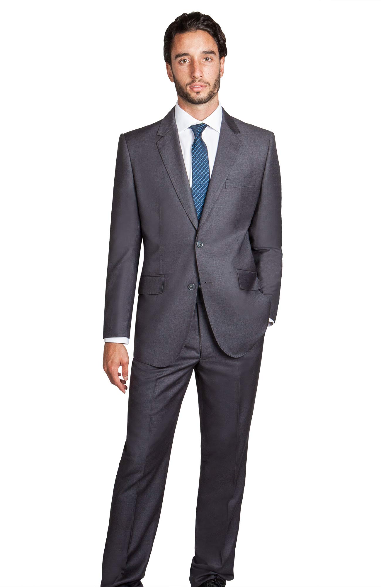 Premium Italian Wool Men's 2-Piece Suit Set - Modern Fit Blazer & Dress Pants for Business, Weddings & Formal Events | Slim Fit Two-Button Wedding Suit & Trousers for Office, Parties & Special Occasions