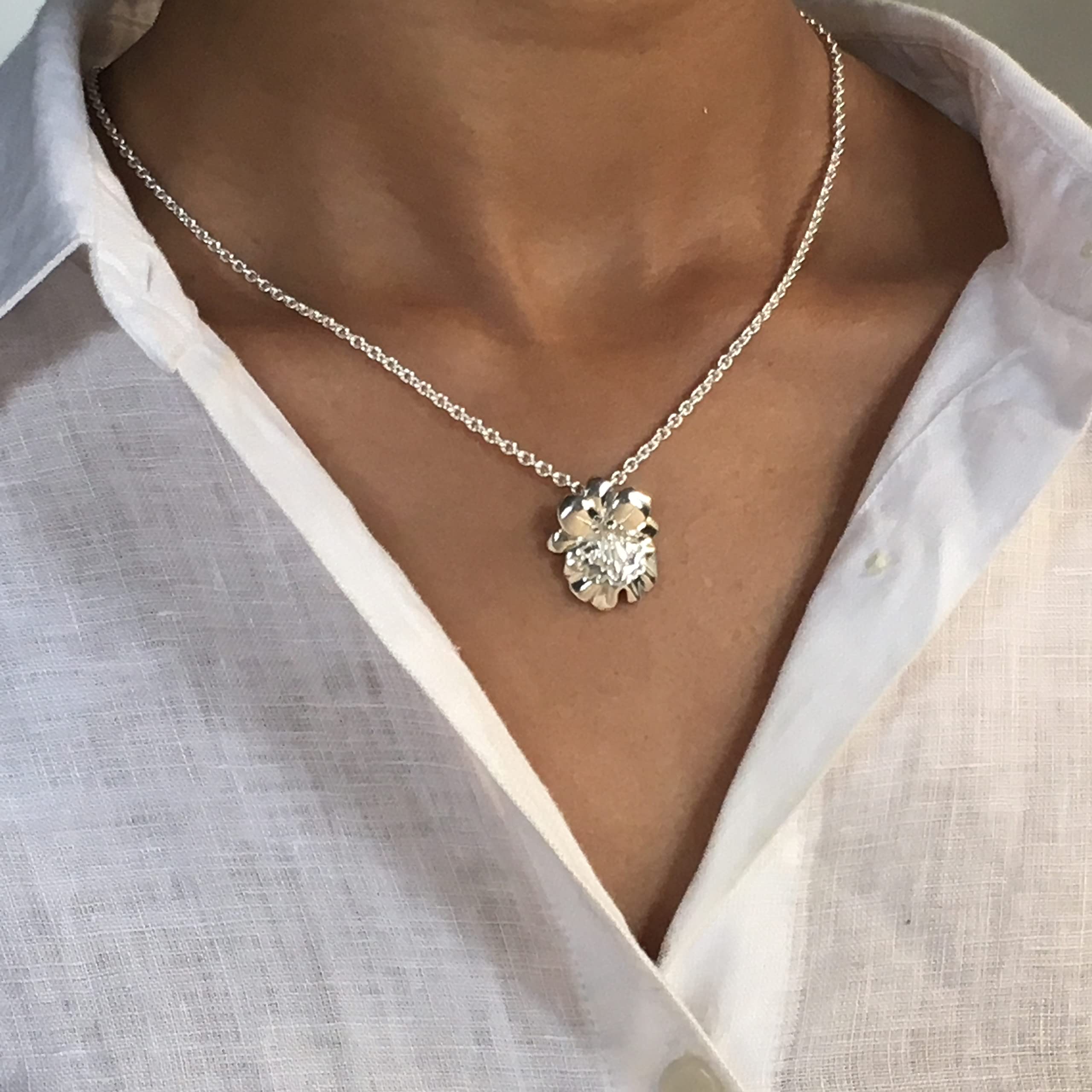 Designer Sterling Silver Miltonia Orchid Pendant Necklace - Customizable Length - Elegant Orchid Jewelry Gift for Women - Perfect for Weddings, Anniversaries & Special Occasions