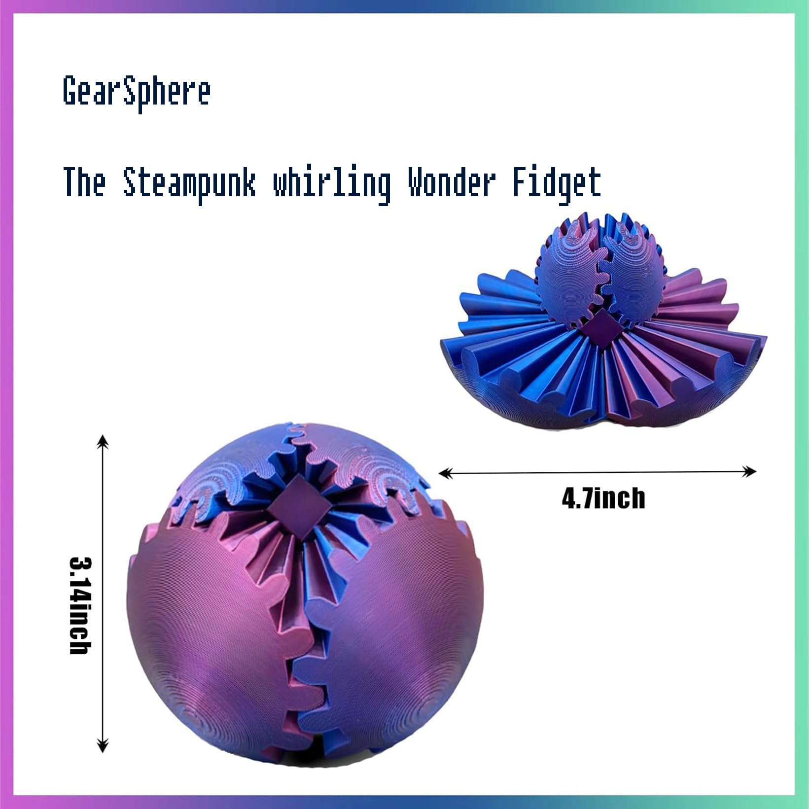 3D Printed Gear Balls - Rotating Fidget Cube Toy for Stress Relief & Anxiety, Multi-Color Deformable Finger Toys (Red-Blue) | Perfect for Office, School, Travel & ADHD Focus Aid