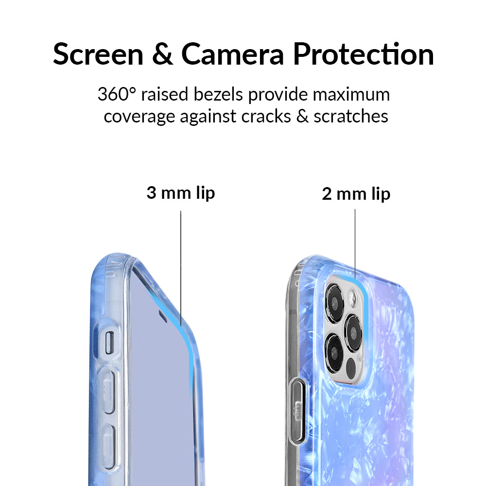Blue Opal Quartz iPhone Case - Stylish Protective Cover for iPhone 12/13/14 Pro Max - Durable Shockproof Phone Case with Gemstone Design - Perfect for Everyday Use, Travel & Gifting