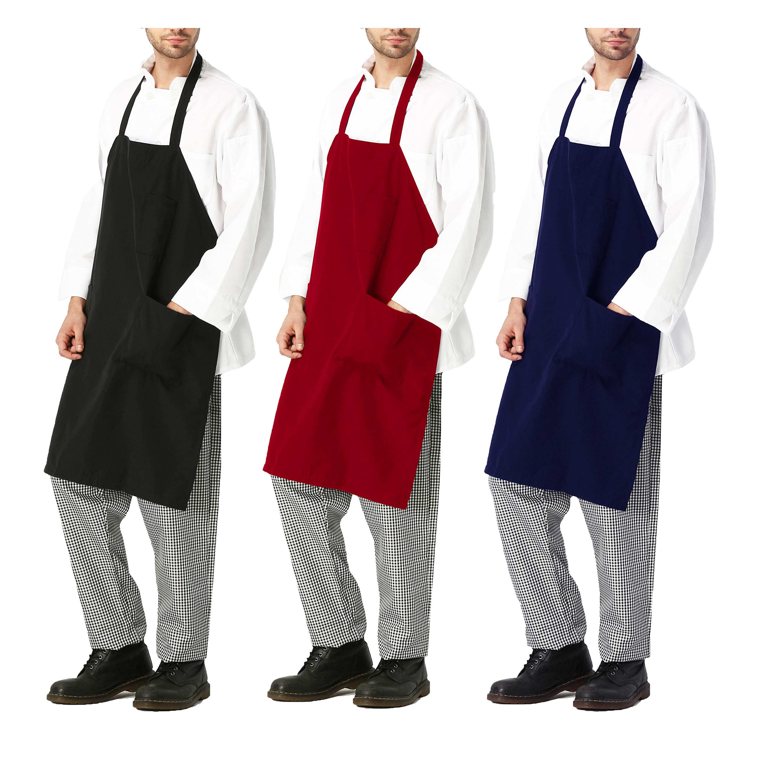 Premium Unisex Chef Apron - Black, Red, Navy BBQ Cooking Apron with Pockets for Restaurants & Home Kitchens | Perfect for Grilling, Baking & Culinary Arts