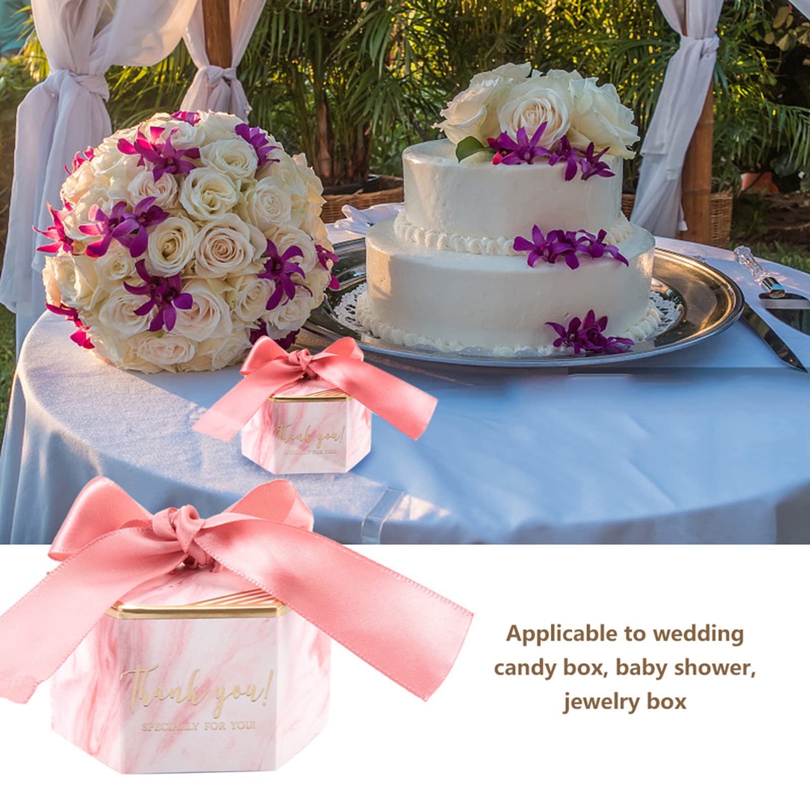 Zerodis 30Pcs Elegant Marble Print Wedding Favor Boxes with Ribbons - Small Candy Gift Bags for Bridal Showers, Birthday Parties & Baby Showers - Perfect for Party Decorations, Wedding Favors & Candy Packaging