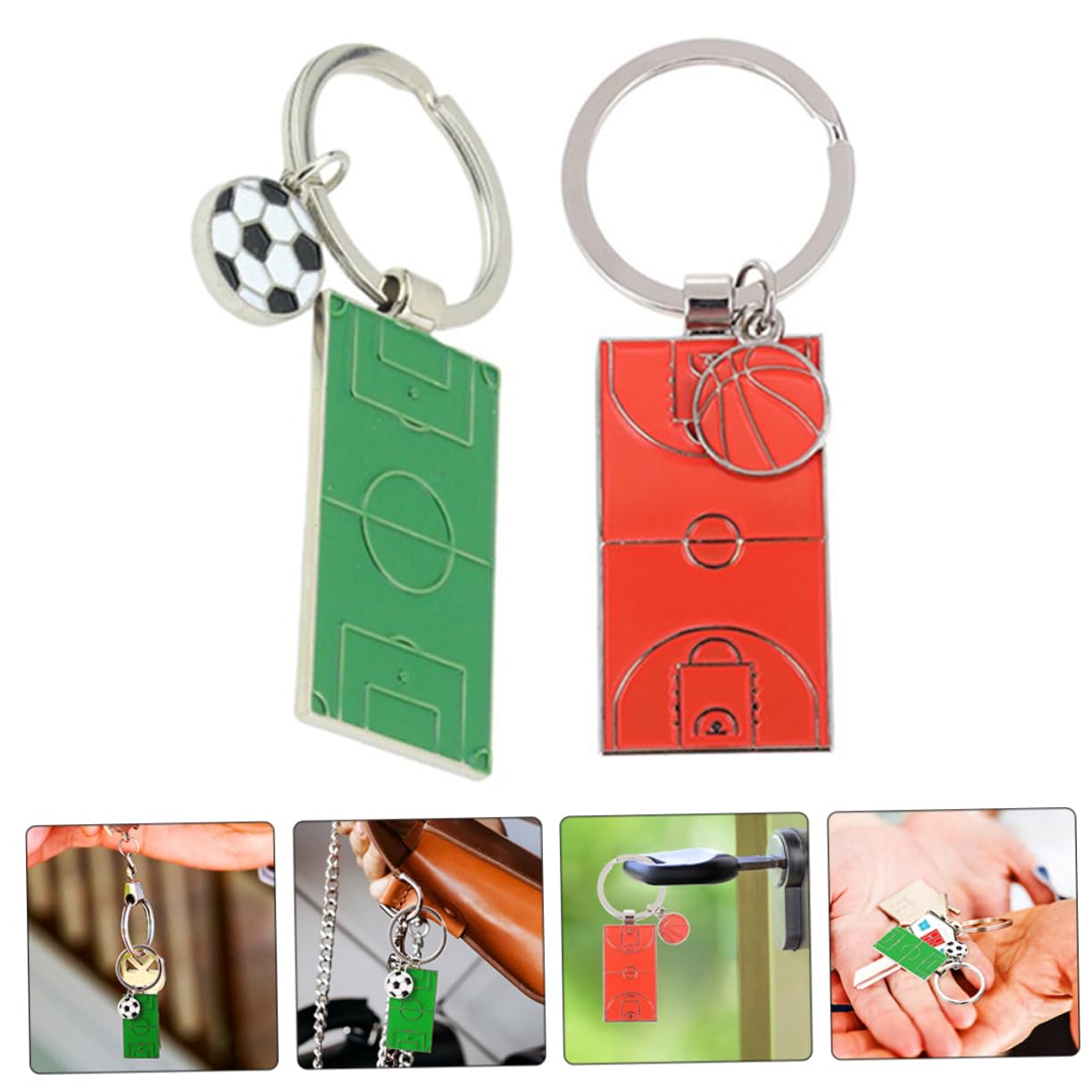 VALICLUD 24 Pcs Sports Keychain Set - Football & Basketball Key Rings for Fans - Durable Zinc Alloy Keychains - Perfect Gift for Sports Enthusiasts - Great for Game Days, Team Spirit & Everyday Carry