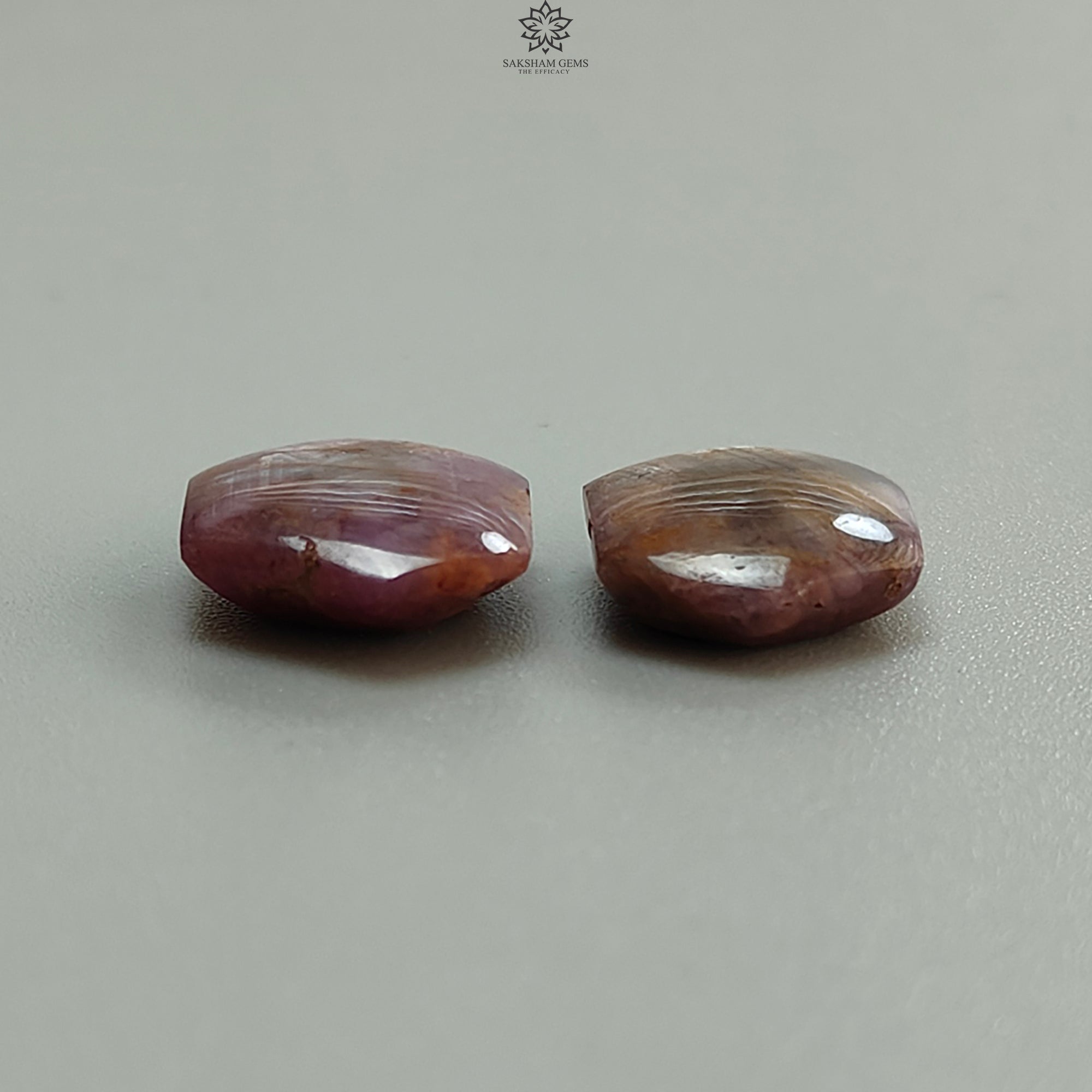 Natural Unheated Fire Ruby Trapiche Hexagon Cabochon Gemstone - 19.30cts (15x13mm & 14x13mm) 2pc Set for Jewelry Making - Perfect for Rings, Pendants & Unique Handmade Designs
