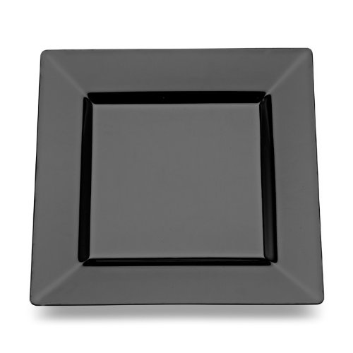 10.75 Inch Square Black Plastic Dinner Plates - Pack of 10 | Durable & Stylish for Parties, Picnics, BBQs & Everyday Use