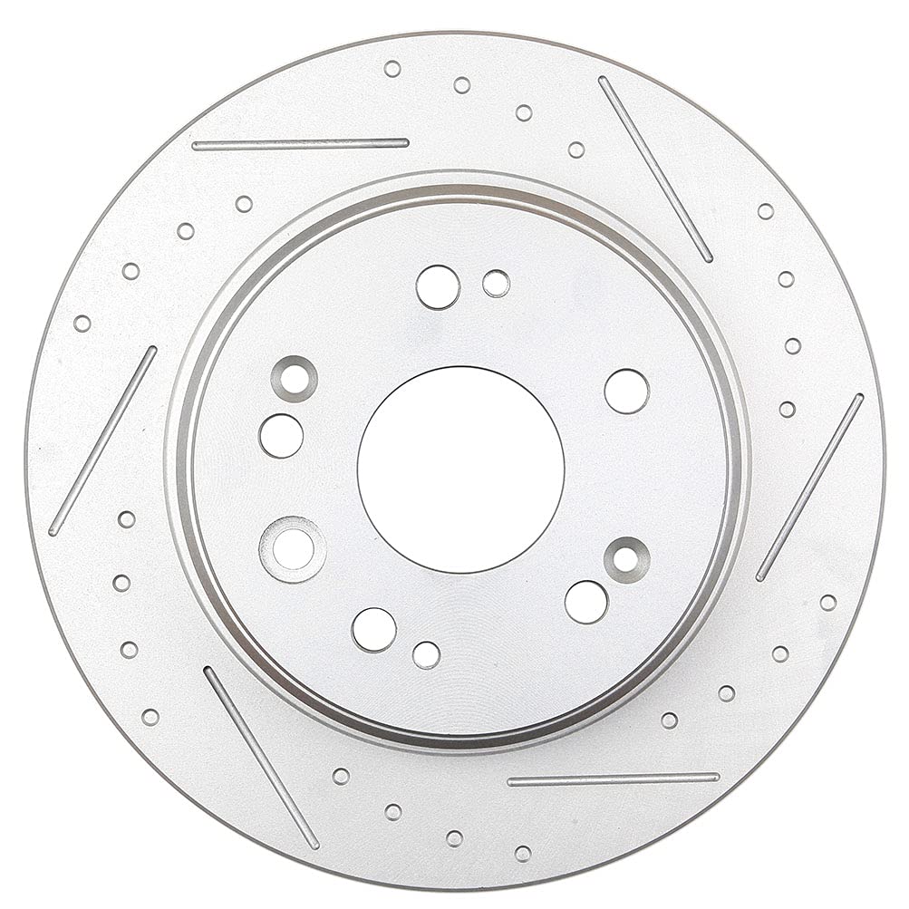 High-Performance AUTOMUTO Drilled & Slotted Brake Rotors with Ceramic Pads Kit - Compatible with 2002-2004 Honda CR-V - Perfect for Street Racing & Off-Road Adventures