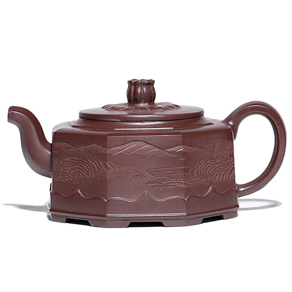 Premium Handcrafted Purple Clay Octagonal Teapot - Traditional Chinese Yixing Teapot for Gongfu Tea Ceremony | Perfect for Home, Office & Tea Enthusiasts