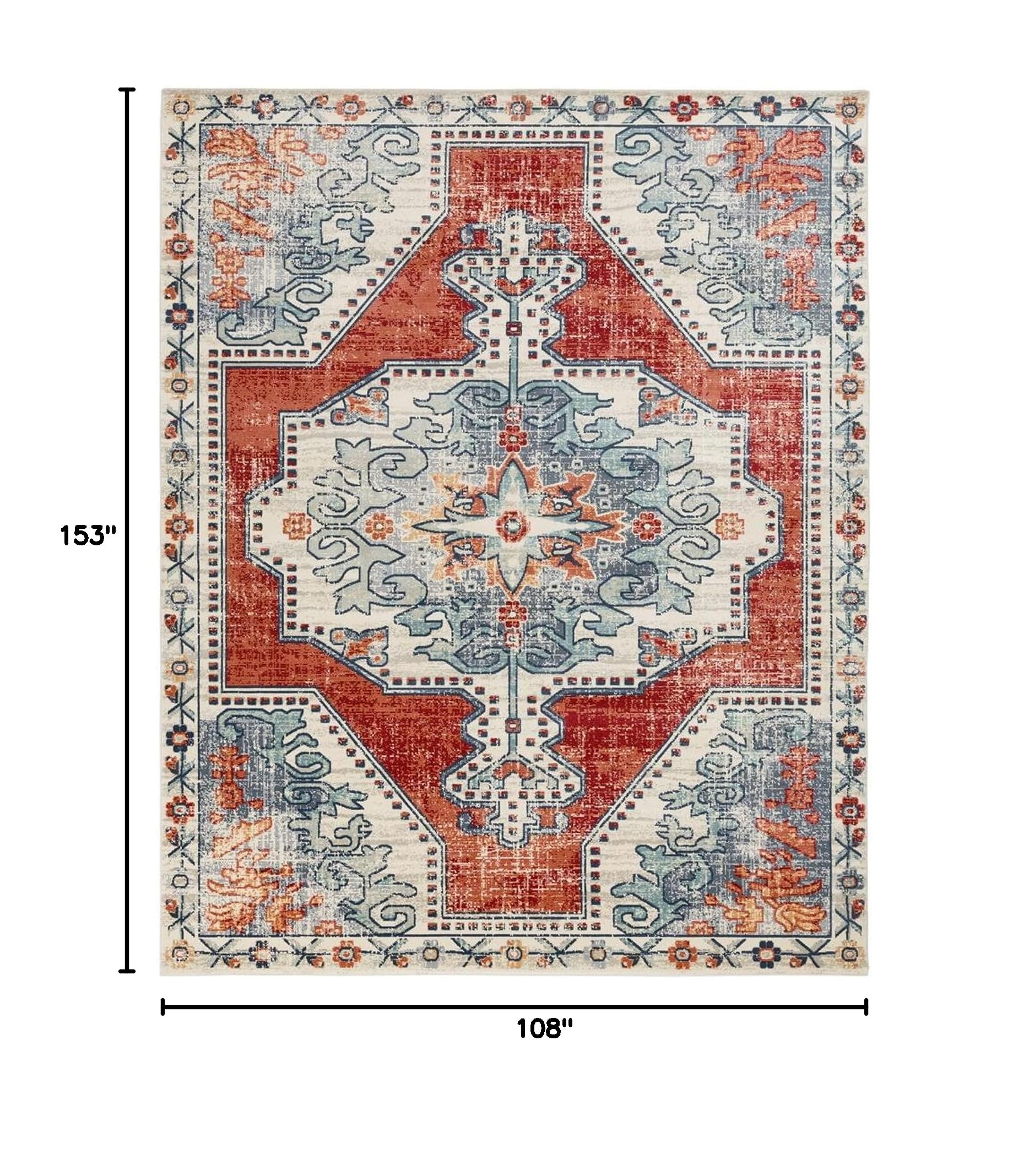 Mark&Day Henry Traditional Bright Red 9x13 Area Rug - Non-Slip Red Black Carpet for Living Room, Bedroom, Kitchen - Perfect for Home Decor & High Traffic Areas (9' x 12'9