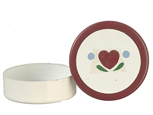 Heart Design Round Tin - Miniature Doll House Accessory for DIY Crafts, Home Decor & Collectibles | Perfect for Miniature Scenes, Fairy Gardens & Craft Projects