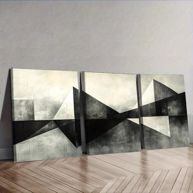 3-Piece Geometric Shapes Abstract Wall Art Set - Framed Canvas 50x70cm (20x28in) - High Quality Print - 100% Australian Made - Ready to Hang - Perfect for Living Room, Bedroom & Office Decor
