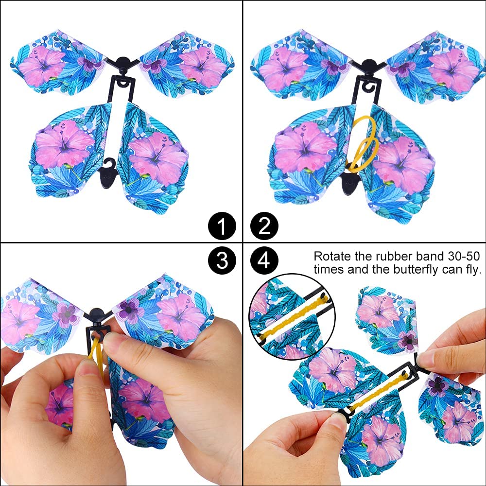 Outee 24pcs Wind-Up Flying Butterfly Toy - Christmas & Teacher Gift for Surprise Moments