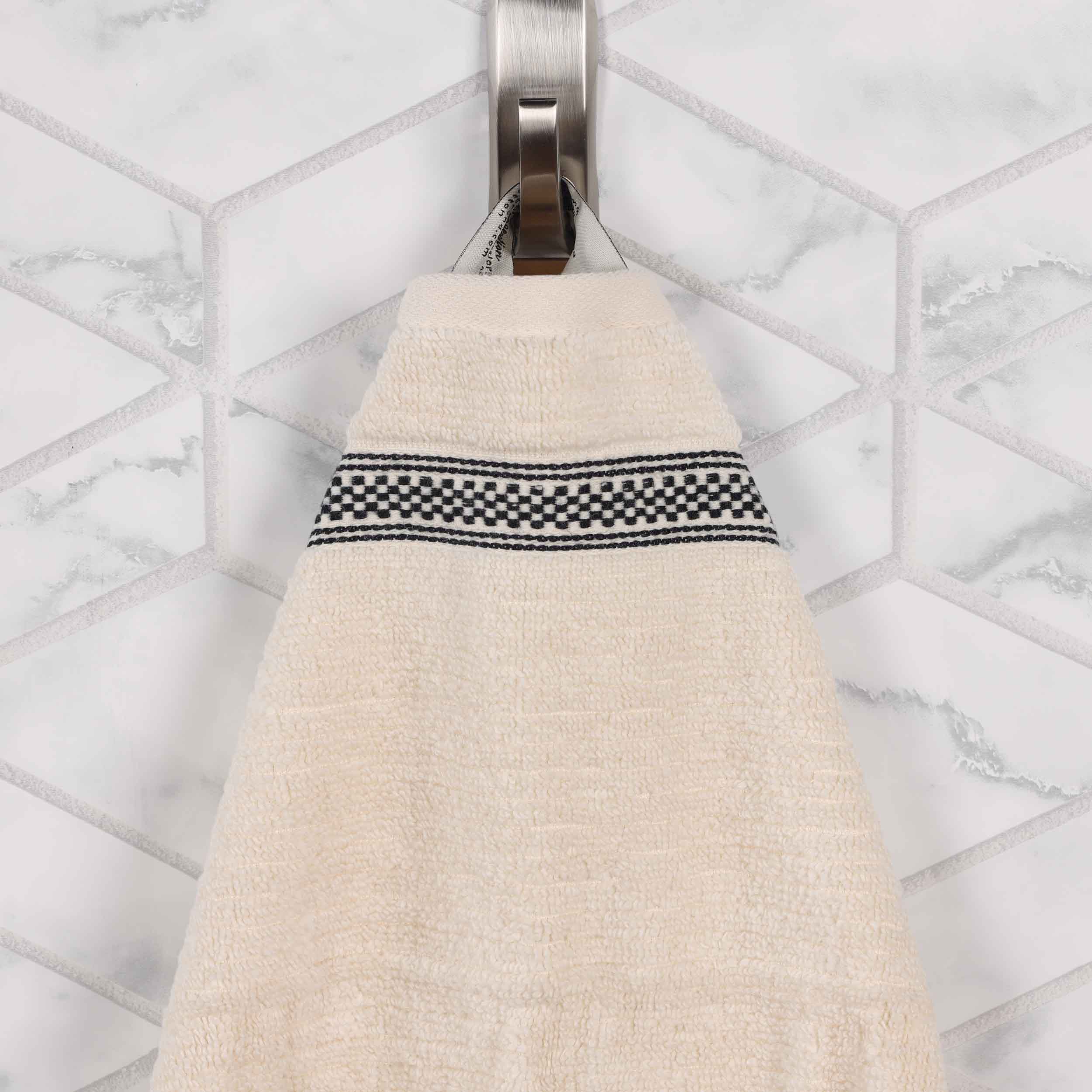 Premium Zero Twist Cotton Ribbed Geometric Border 8-Piece Towel Set - Ultra Soft & Absorbent Bath Towels for Spa, Gym, and Luxury Home Use
