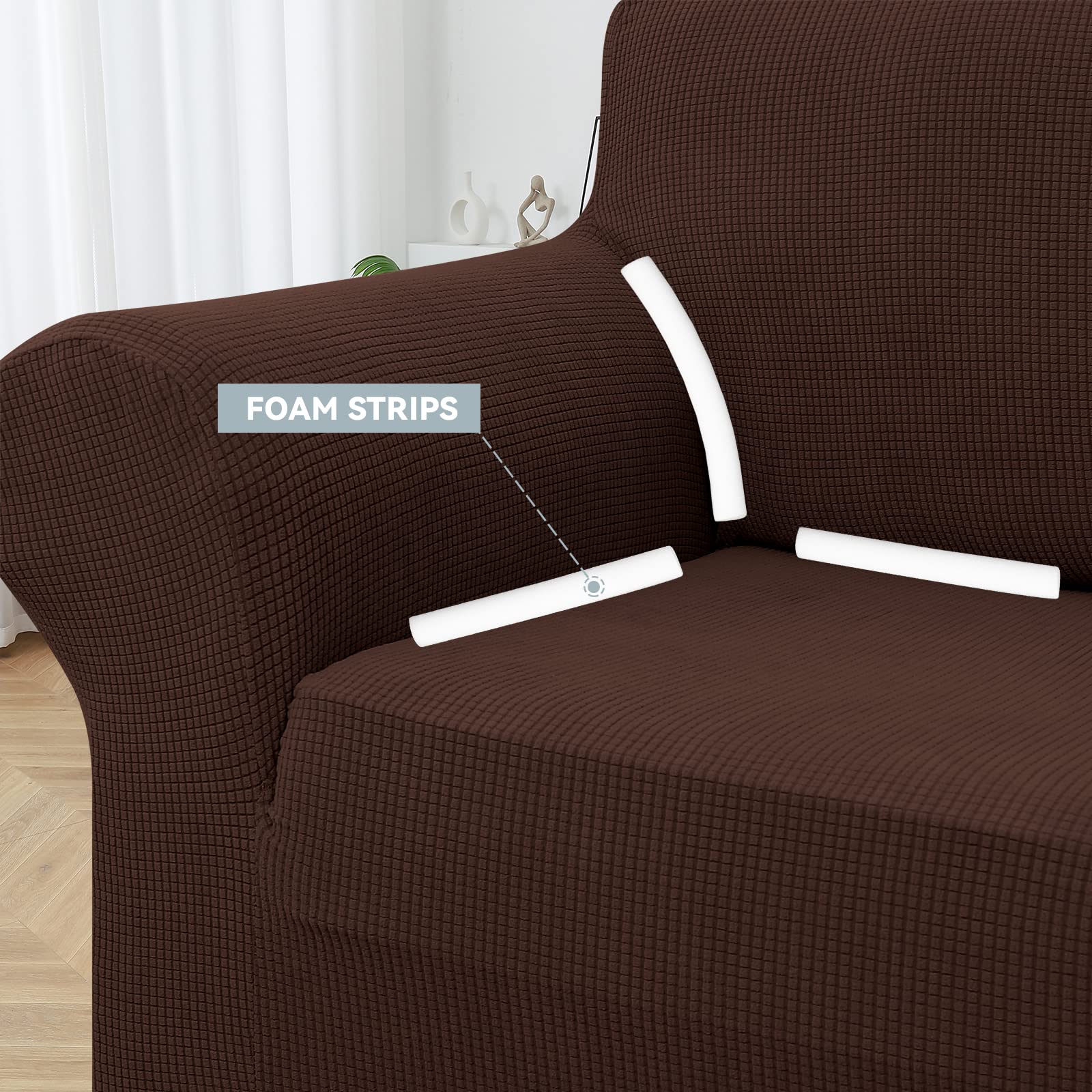 LURKA Stretch Oversized Sofa Slipcover - 1 Piece Elastic Couch Cover for 3-Cushion Sofa, Furniture Protector for Pets & Kids, X-Large Chocolate - Perfect for Living Room, Family Room & Pet-Friendly Homes
