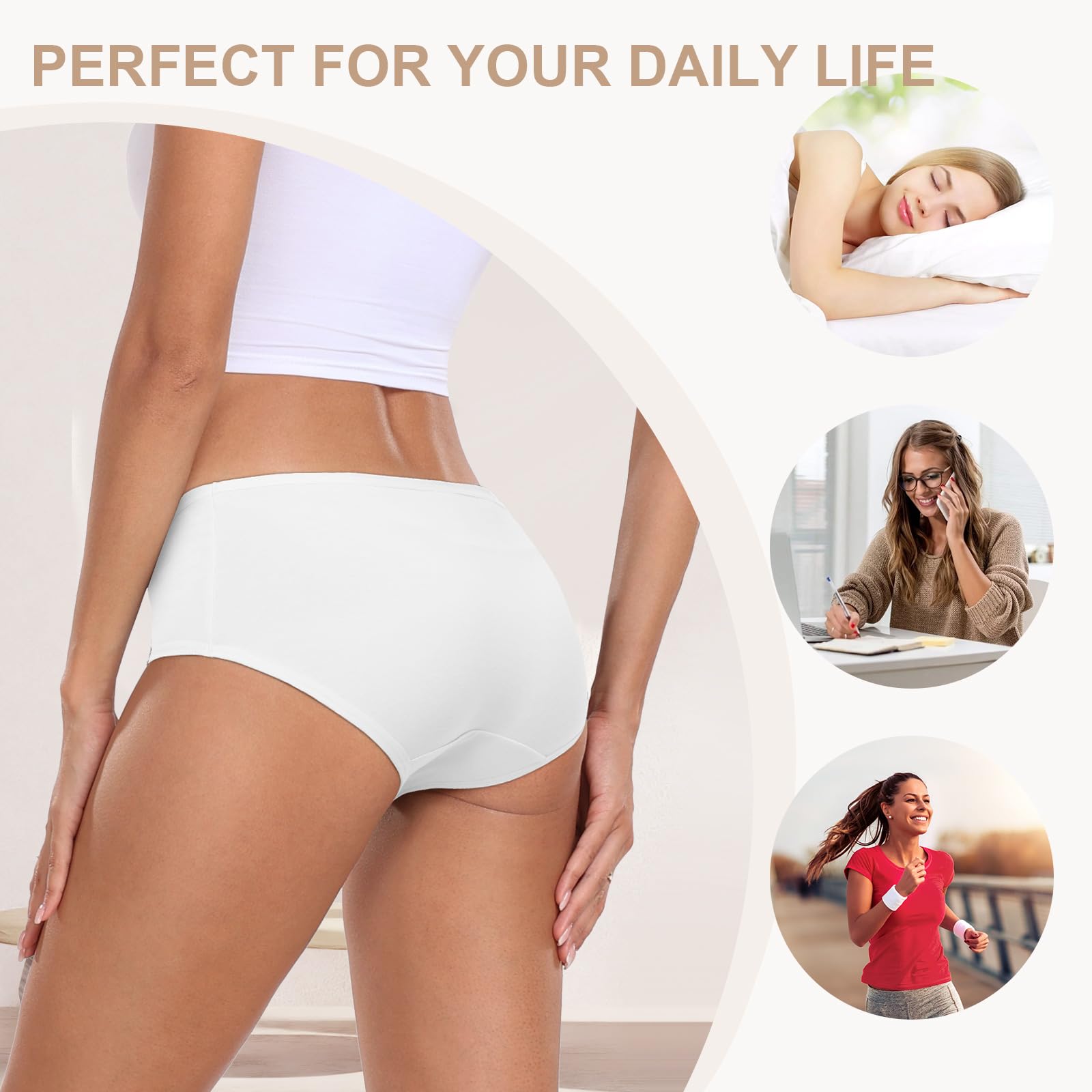 Women's Cotton Low Rise Briefs - Full Coverage Hipster Panties - Breathable Ladies Bikini Underwear 4 Pack - Comfortable for Everyday Wear, Yoga & Sleep