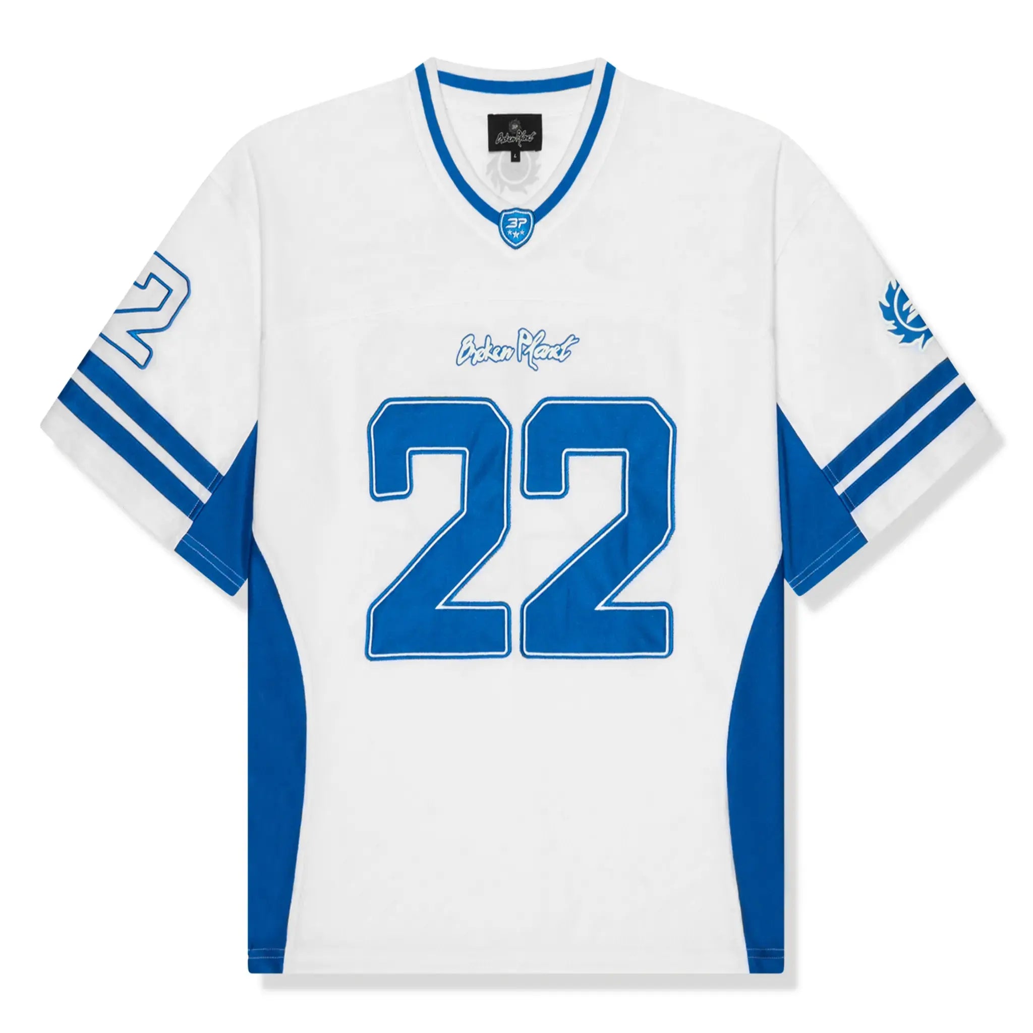 Broken Planet White and Blue Football Jersey - Men's Sports Jersey for Soccer, Training, and Match Play - Perfect for Fans, Players, and Casual Wear