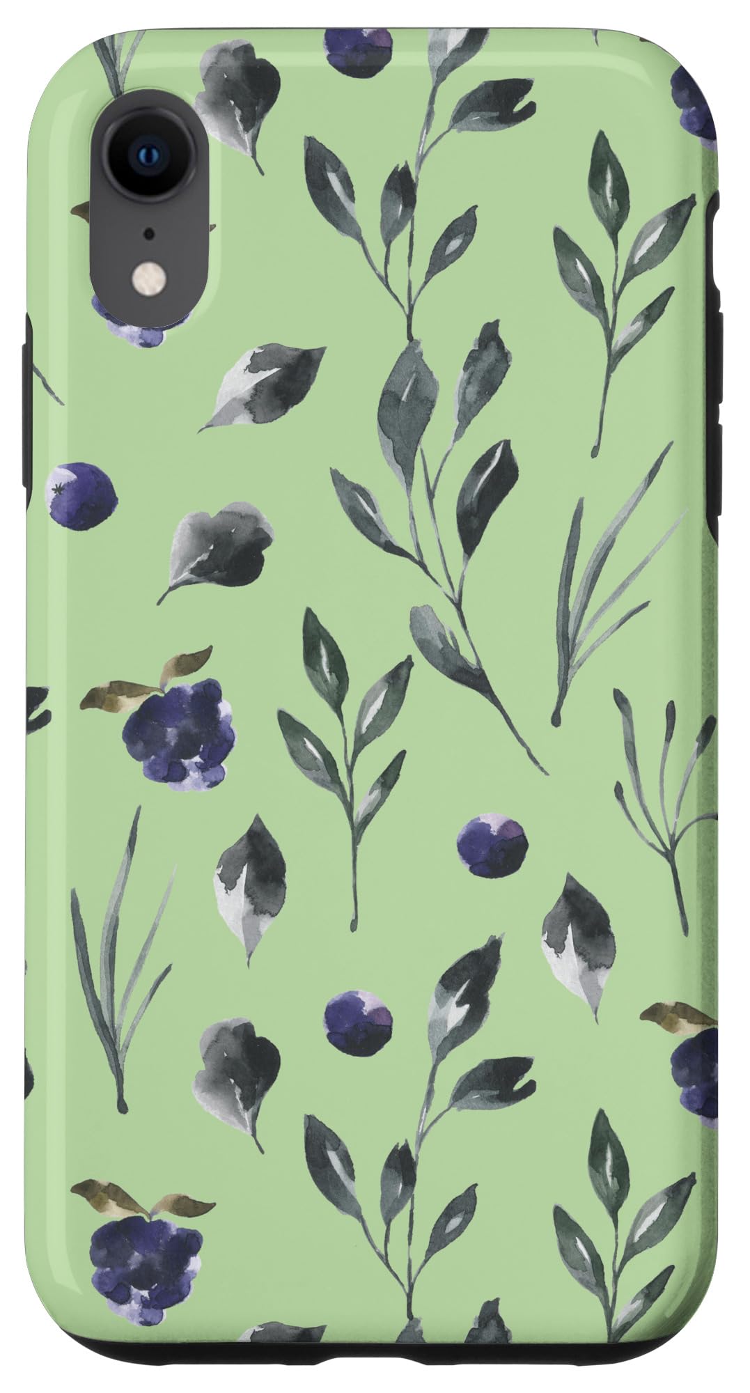 iPhone XR Case - Purple Wildflowers on Matcha Green Background | Slim Protective Cover | Perfect for Daily Use, Travel & Outdoor Activities