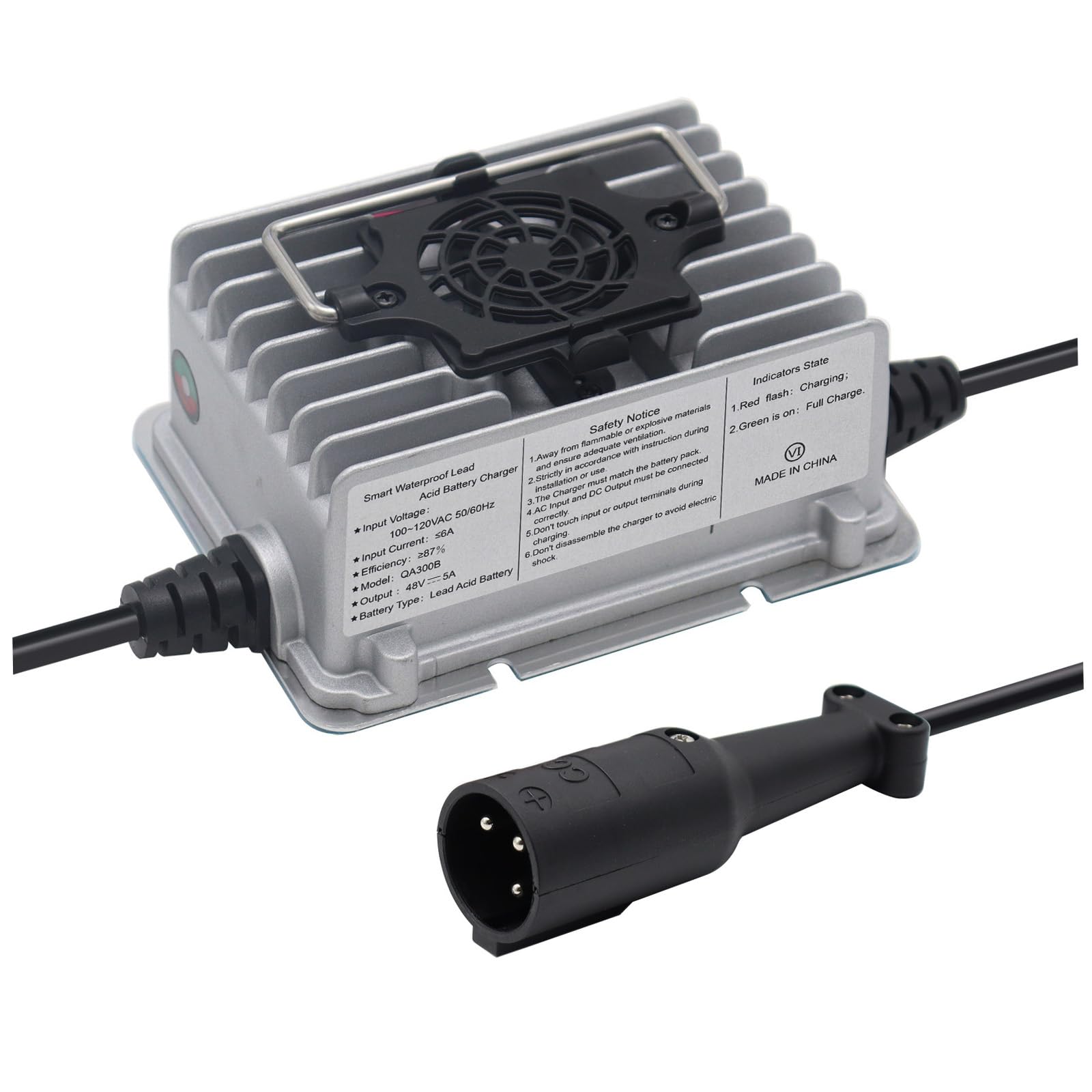 **Abakoo 48V 5A Golf Cart Battery Charger for Club Car with 3-Pin Round Plug – Fast Charging for Golf Carts, Electric Vehicles & Outdoor Power Equipment**