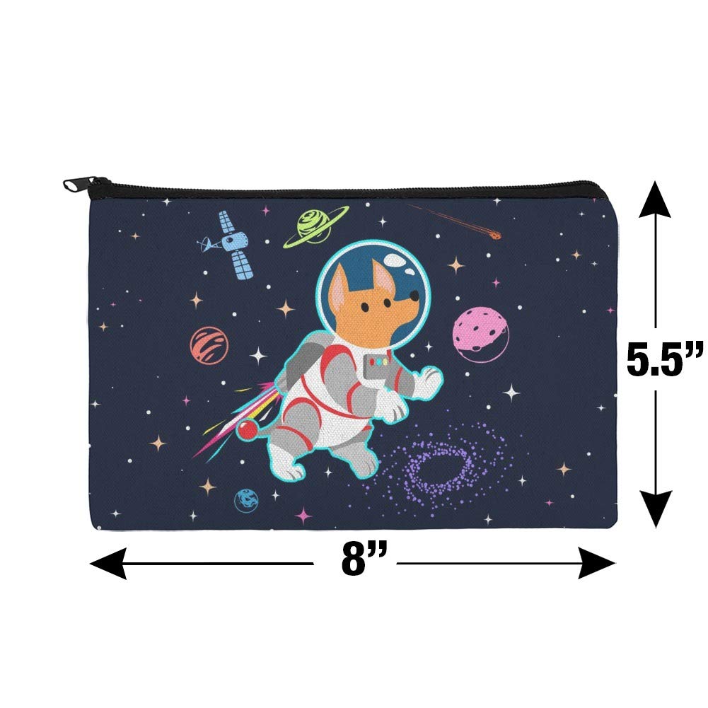 Astronaut Dog Space-Themed Makeup Bag - Cute Cosmetic Organizer Pouch with Planets & Stars Design | Perfect for Travel, School & Cosplay Accessories