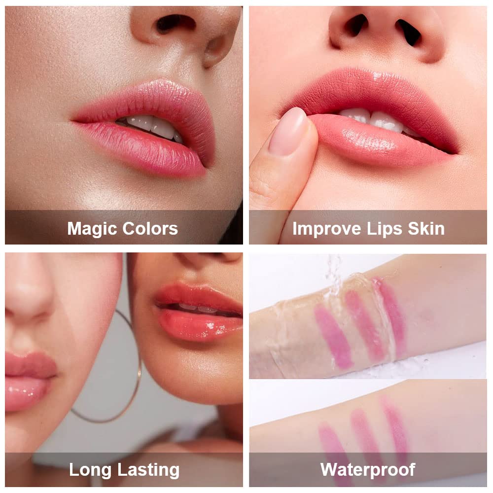 BINGBRUSH 2Pcs Color Changing Lipstick Set - Pink pH Reactive Mood Lip Balm, Long Lasting Korean Lip Gloss with Moisturizing Care, Natural Lip Tint Stain for Women | Perfect for Daily Makeup & Special Occasions