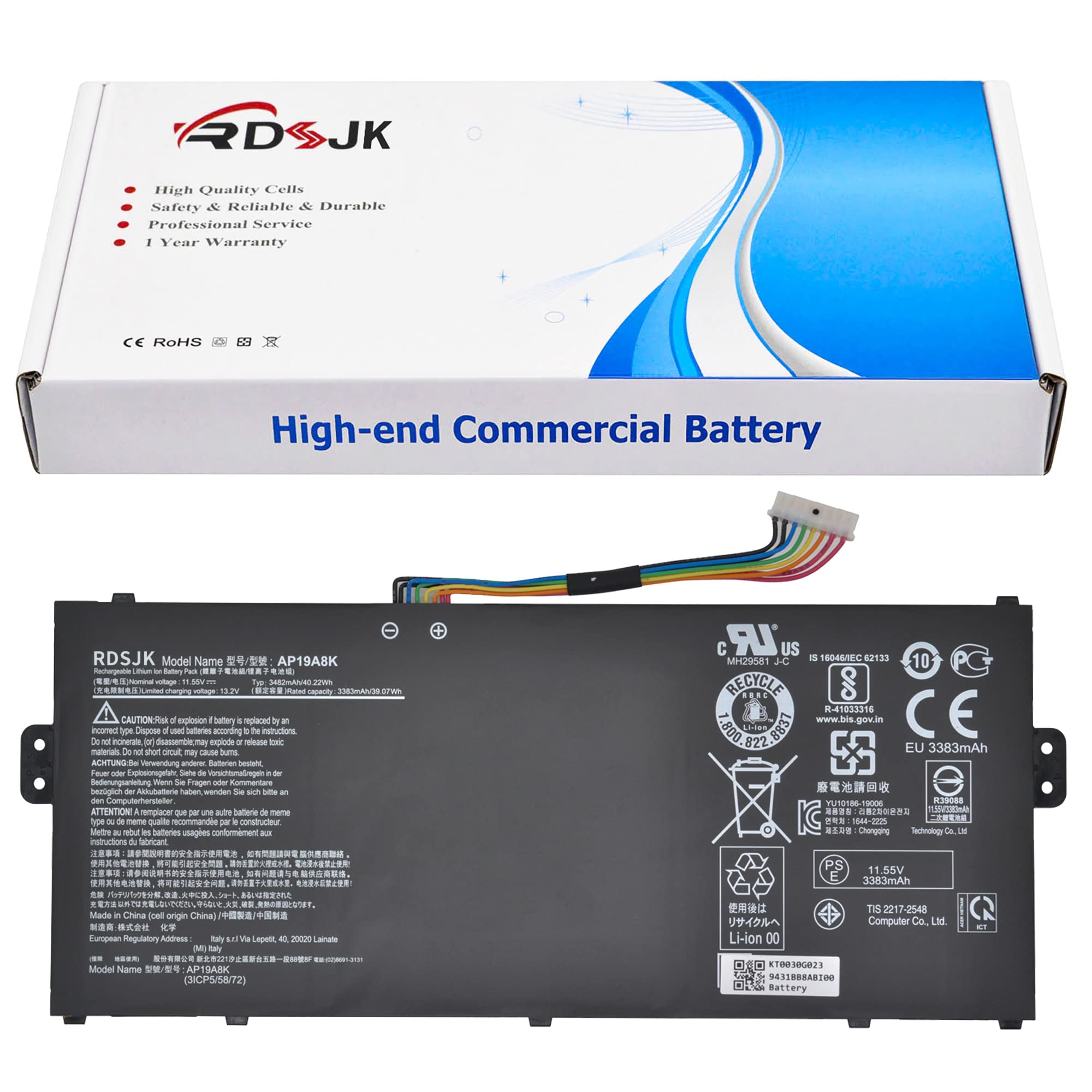 Replacement Laptop Battery for Acer Chromebook Spin 311/511 Series (CP311-1H, CP311-2H, CB311-9H, R752T) - 11.55V 40.22Wh - Perfect for Work, Travel & School Use