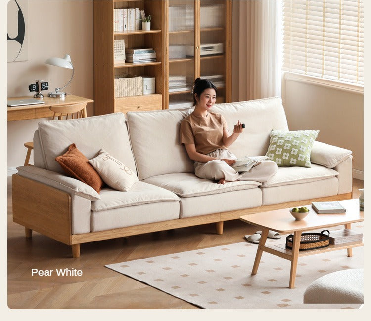 Solid Oak Wood Straight Sofa - Modern & Durable Hardwood Sofa for Living Room, Office, or Lounge - Perfect for Home Decor and Comfortable Seating
