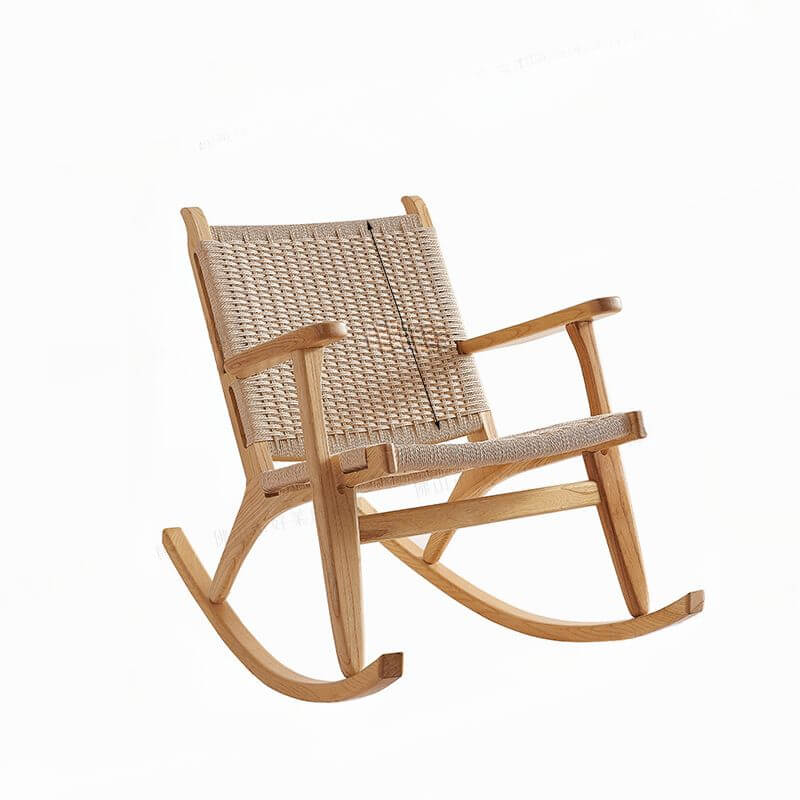 Comfortable Wooden Front Porch Rocking Chair with High Back Support - Perfect for Relaxing on Your Patio, Deck, or Garden