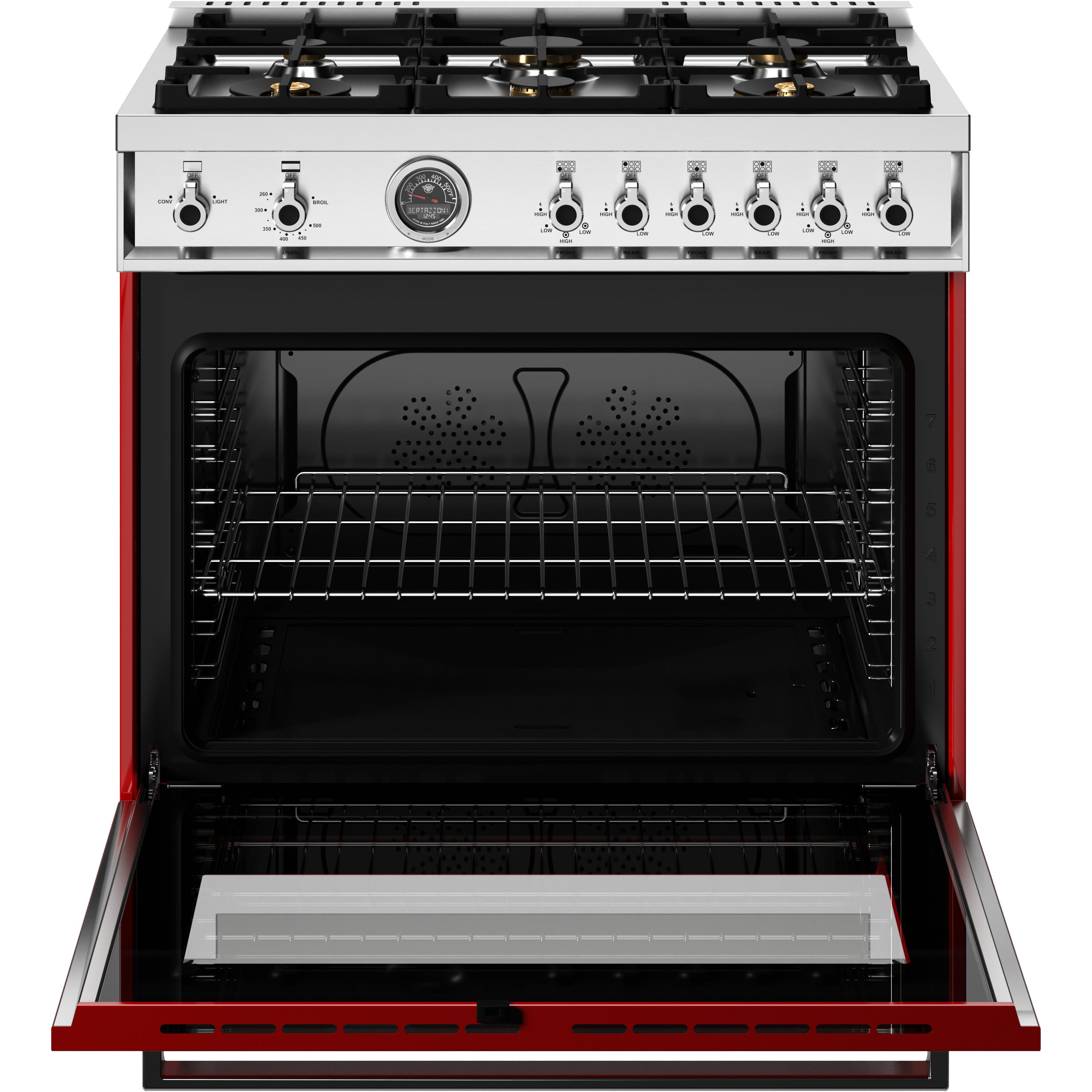 Bertazzoni PRO366BCFGMROT 36-Inch Freestanding Gas Range - Professional Grade Stainless Steel Oven for Home Chefs | Perfect for Gourmet Cooking & Entertaining