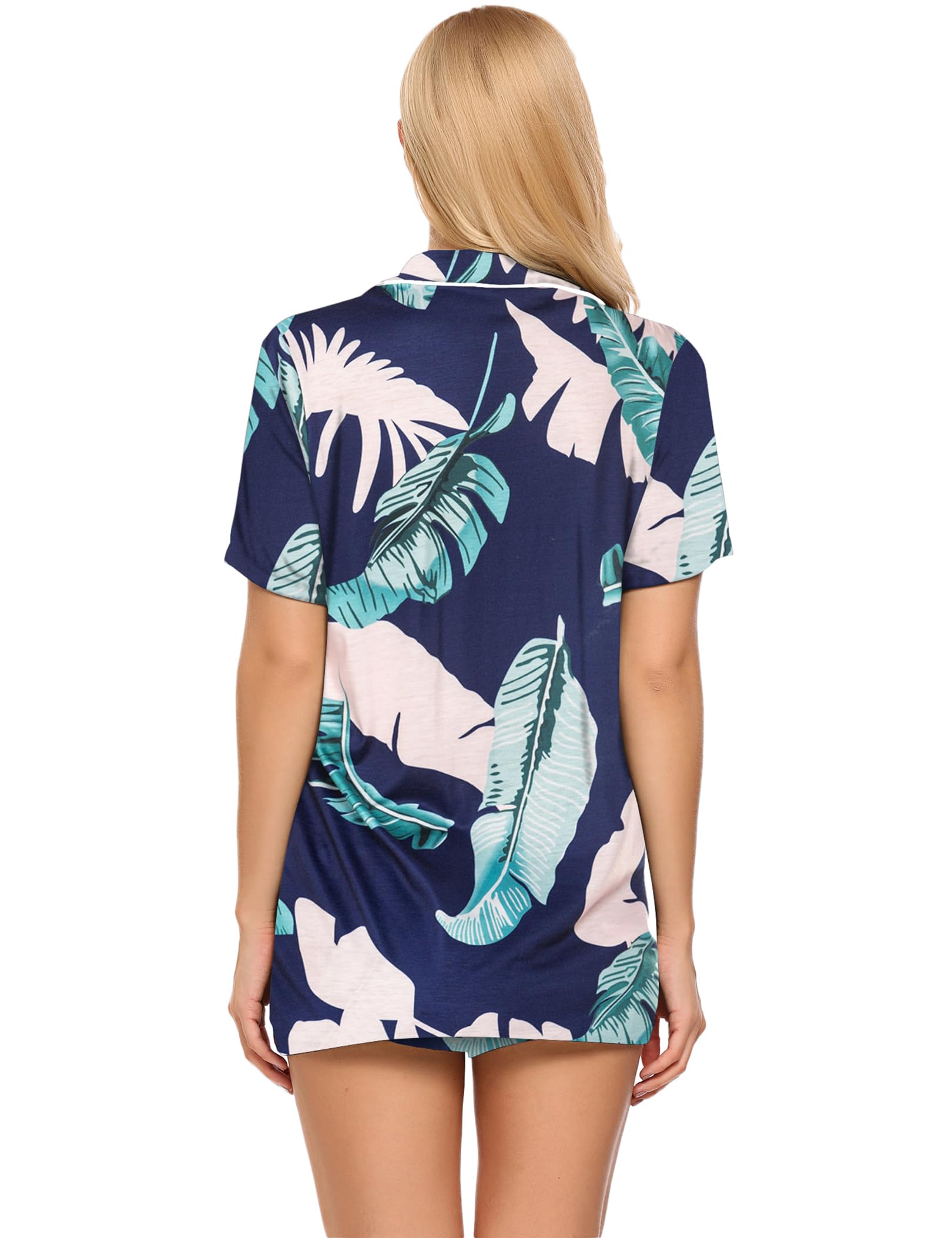 Ekouaer Women's Soft Short Sleeve Pajama Set - 2 Piece Button Down Sleepwear & Lounge Outfit for Comfortable Nights, Relaxing at Home, and Cozy Weekends