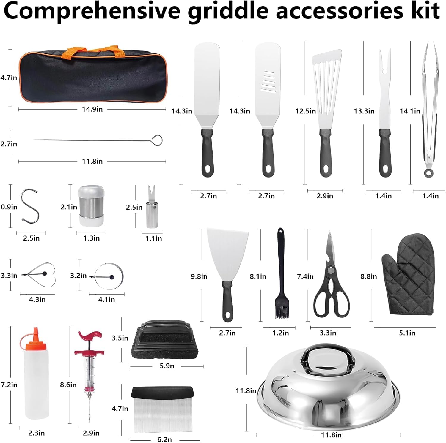**45-Piece Upgraded Griddle Accessories Kit for Blackstone & Camp Chef – Heavy-Duty Spatulas, Basting Cover, Scraper – Perfect for Outdoor Cooking, BBQ, Camping & Backyard Grilling**