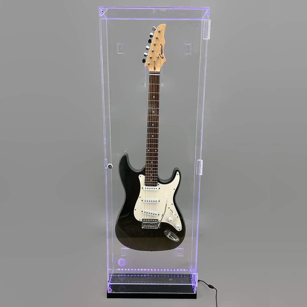 Deluxe Acrylic Guitar Display Case - Wall Mount & Tabletop UV-Protected Showcase with LED Lights | Perfect for Home, Studio & Music Store Electric Guitar Protection & Display