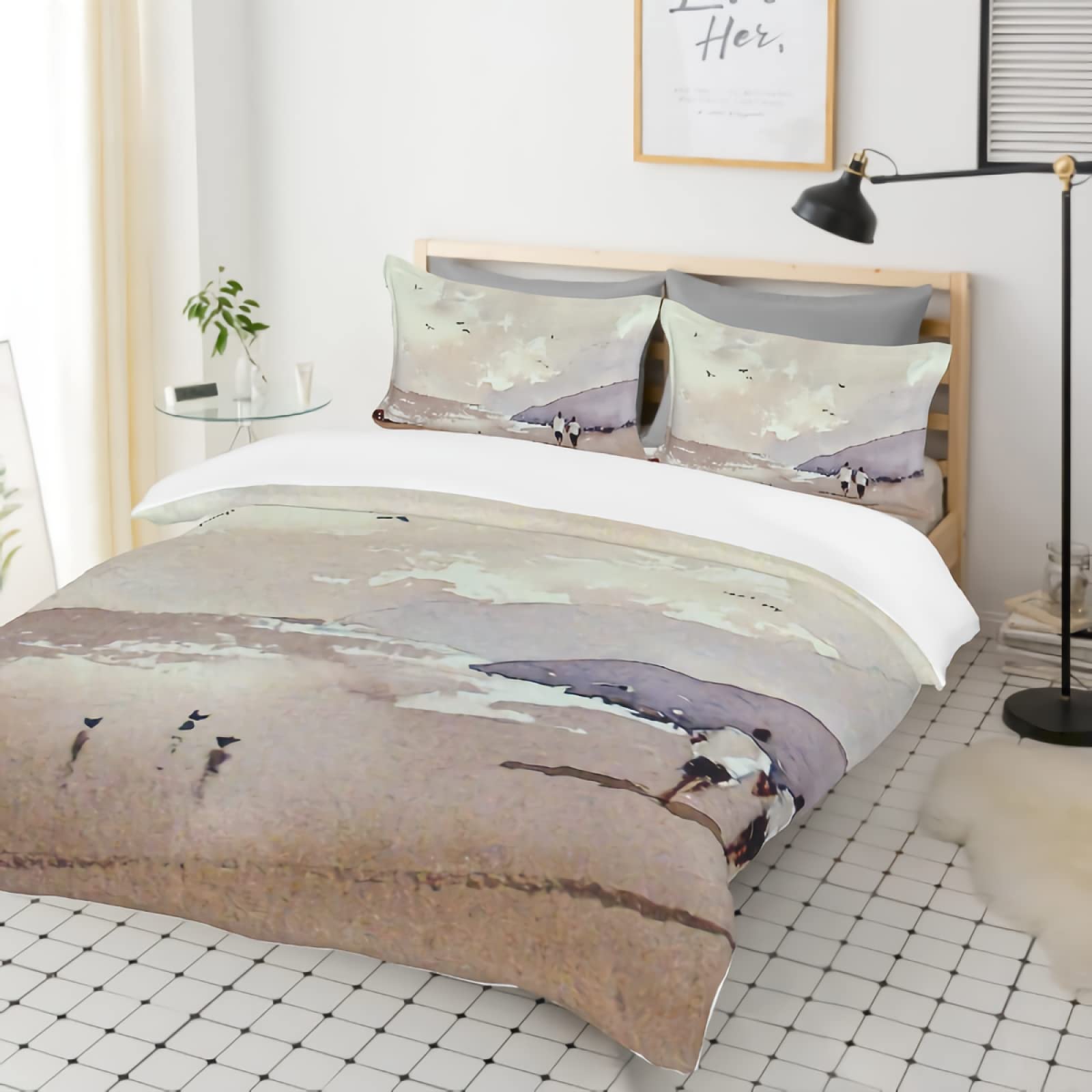 GREDBH Twin Beach Duvet Cover Set - Ocean Wave Design with 2 Pillowcases | 100% Soft Microfiber 3-Piece Bedding Set (Comforter Not Included) | Perfect for Coastal Themed Bedrooms, Guest Rooms & Vacation Homes