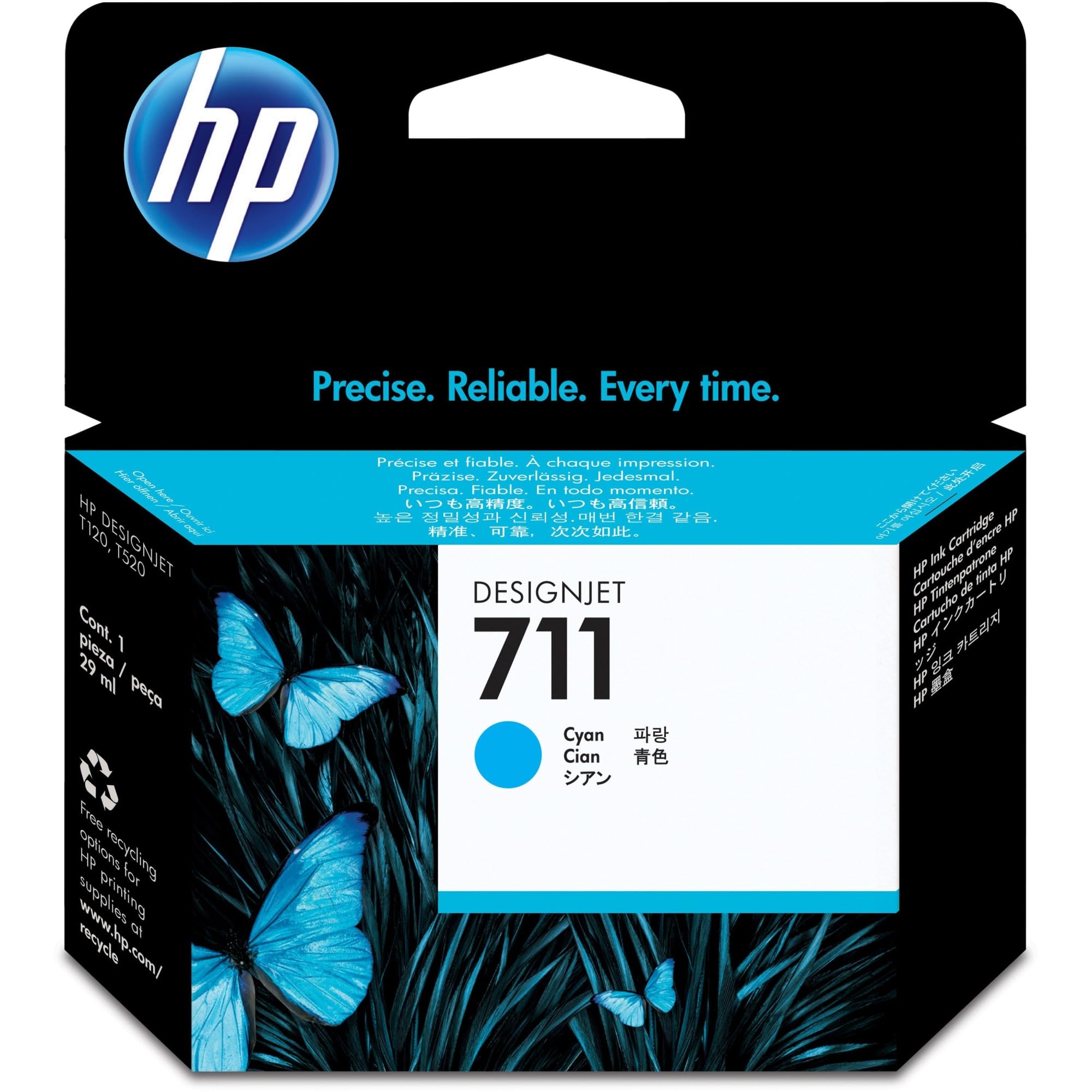 HP 711 29ml Cyan Ink Cartridge (CZ130A) - Compatible with HP DesignJet T120/T520 24