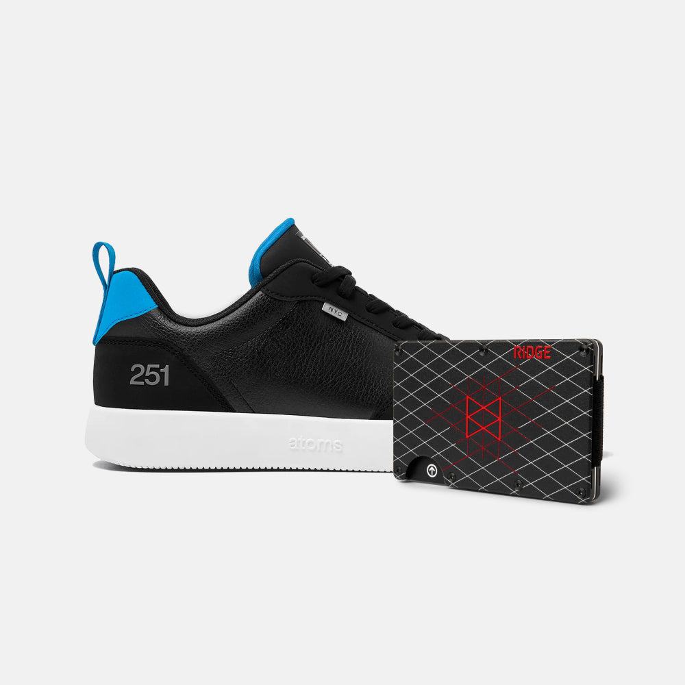 Atoms 251 Low Sneakers - Blue & Black Colorway + Ridge Wallet Bundle | MKBHD Edition | Dark Mode Style | Perfect for Casual Wear & Everyday Use