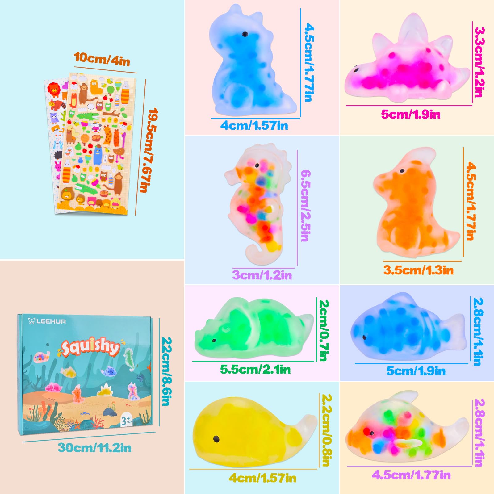 48 Packs Kawaii Squishy Mochi Toys - Cute Sensory Stress Relief Fidget Toys for Kids, Classroom Prizes & Party Favors - Perfect for Anxiety Relief, Focus Aid and Fun Playtime at Home or School