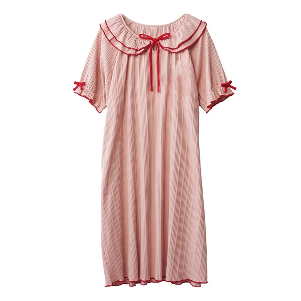 MMAXZ Plus Size Summer Sweater Dress - Women's Casual Short Sleeve Silk Cotton Pajamas for Evening & Lounge Wear (XXXL, Color A) | Perfect for Home Relaxation, Sleepwear & Comfortable Night Outfits