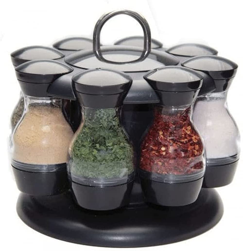 Rotating Spice Rack Organizer with 8/16 Jars - 360° Spinning Spice Carousel Stand for Kitchen Countertop - Perfect for Organizing Seasonings, Herbs & Spices While Cooking