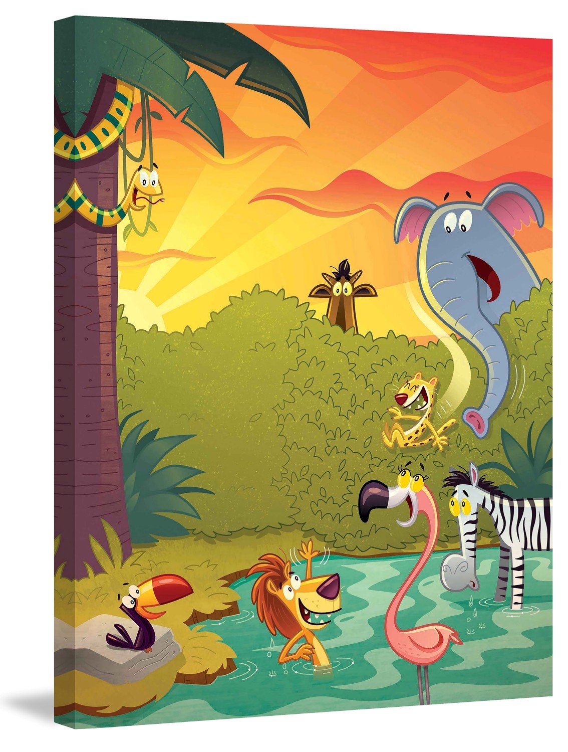 Happy Jungle Painting Print on Wrapped Canvas 30x36 - Marmont Hill Wall Art for Living Room, Bedroom & Office Decor