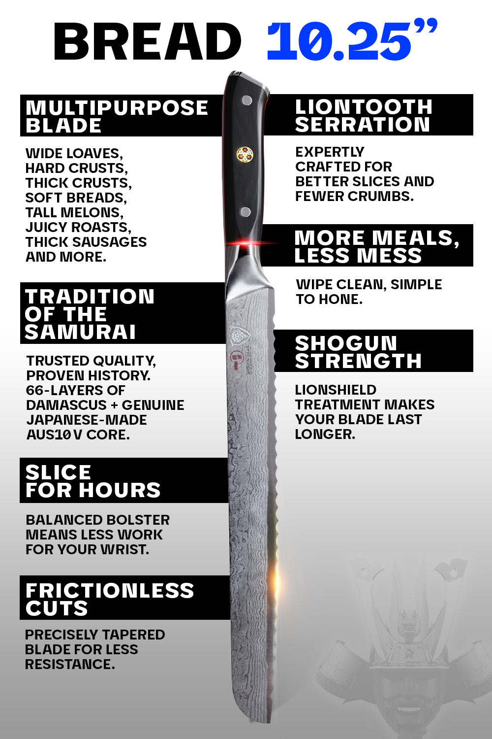 Dalstrong Shogun Series ELITE 10.25-inch Bread Knife - Ultra Sharp German Steel Blade for Slicing Bread, Cakes & Pastries | Perfect for Bakeries, Restaurants & Home Kitchens