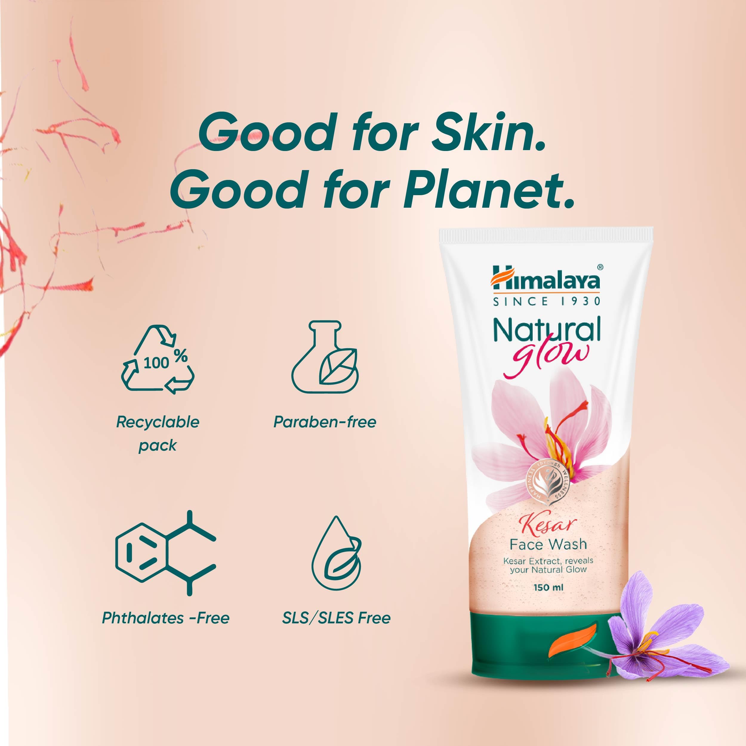 Himalaya Kesar Fairness Face Wash 150ml - Brightening & Glowing Skin Cleanser for Daily Use, Travel & Gifting