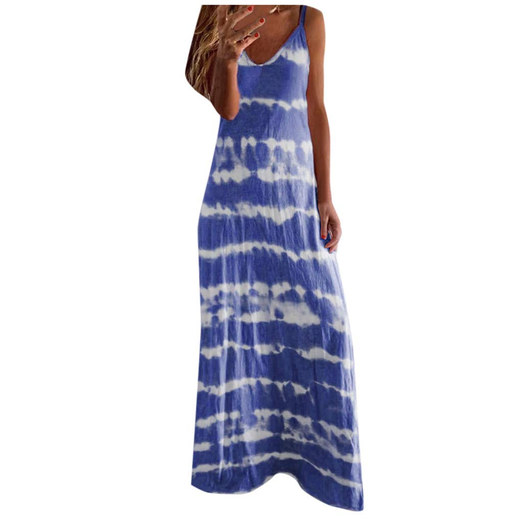 ONHUON Women's Sleeveless Loose Maxi Beach Dress - Casual Summer Sundress for Beach Party, Vacation & Outdoor Activities