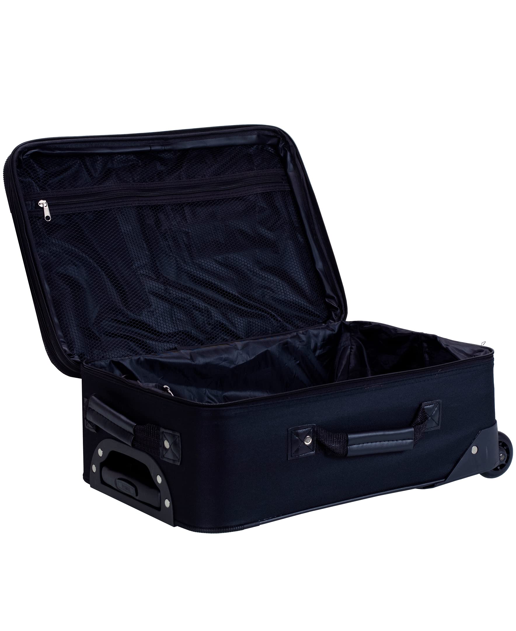 Rockland Fashion Softside Upright Luggage Set - 2-Piece (14/19 Inch) Black & Gray Carry On Suitcase for Travel, Business Trips & Vacations | Lightweight Durable Spinner Luggage with Smooth Wheels